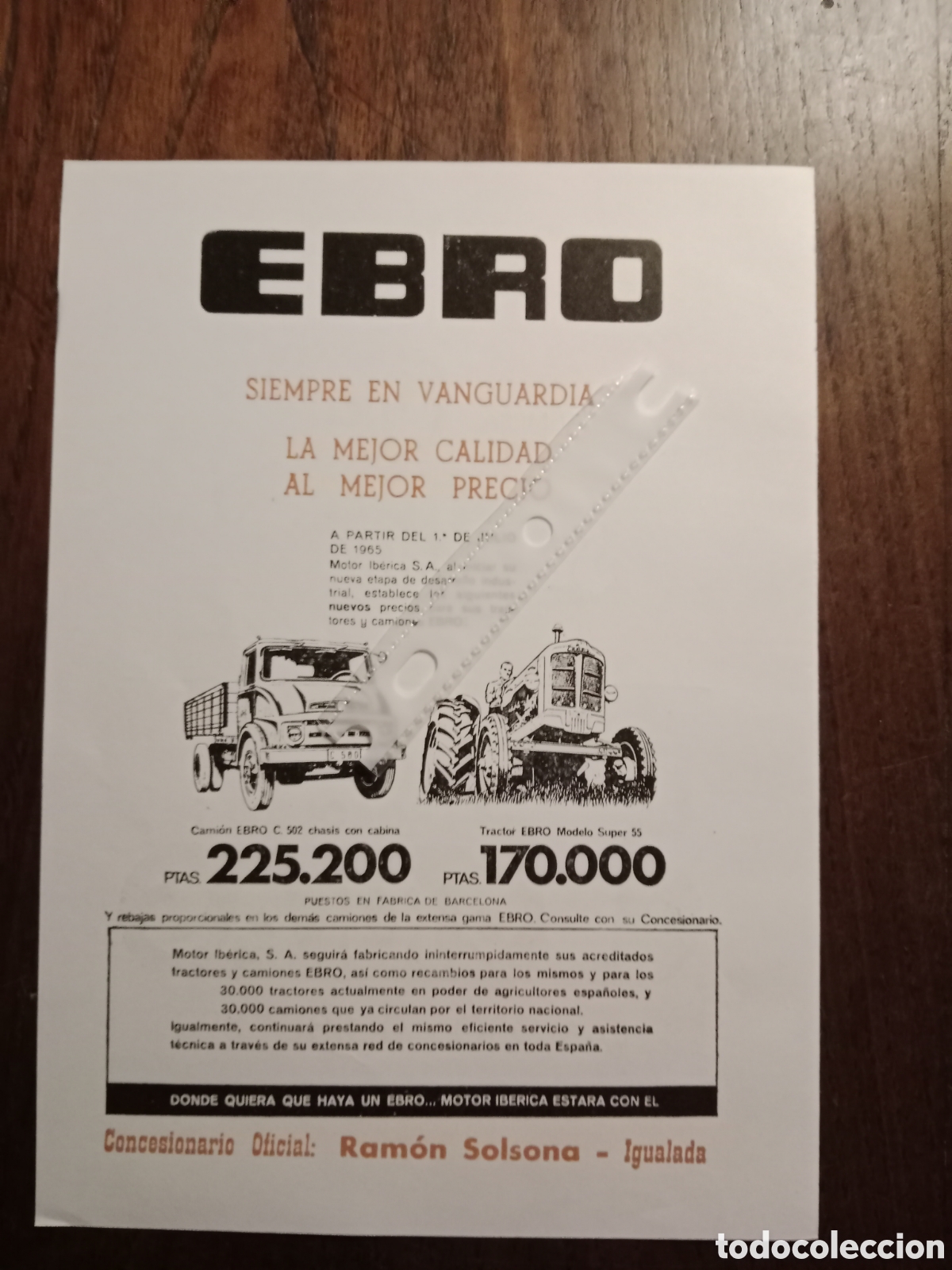 Outros artigos de papel: Publicidad tractor cami&oacute;n Ebro de 1965