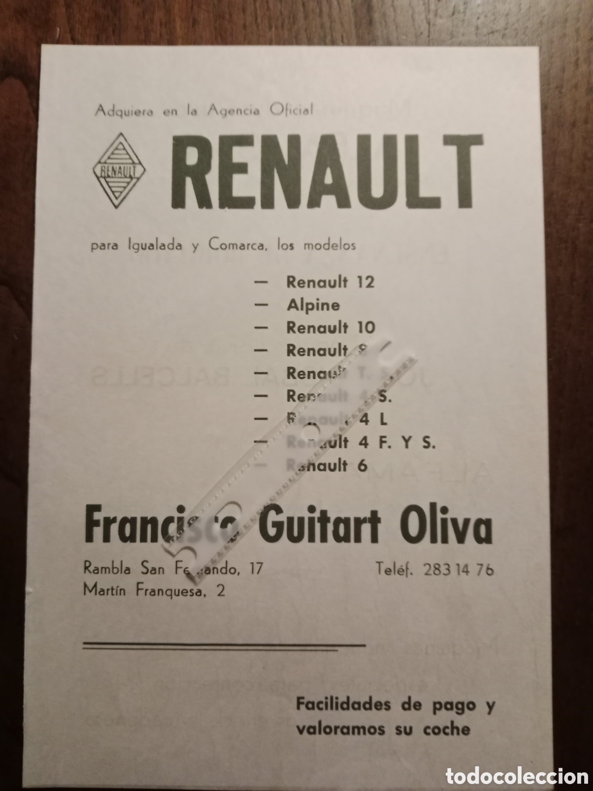 Otros Art&iacute;culos de Coleccionismo en Papel: Publicidad autom&oacute;vil Renault de 1971