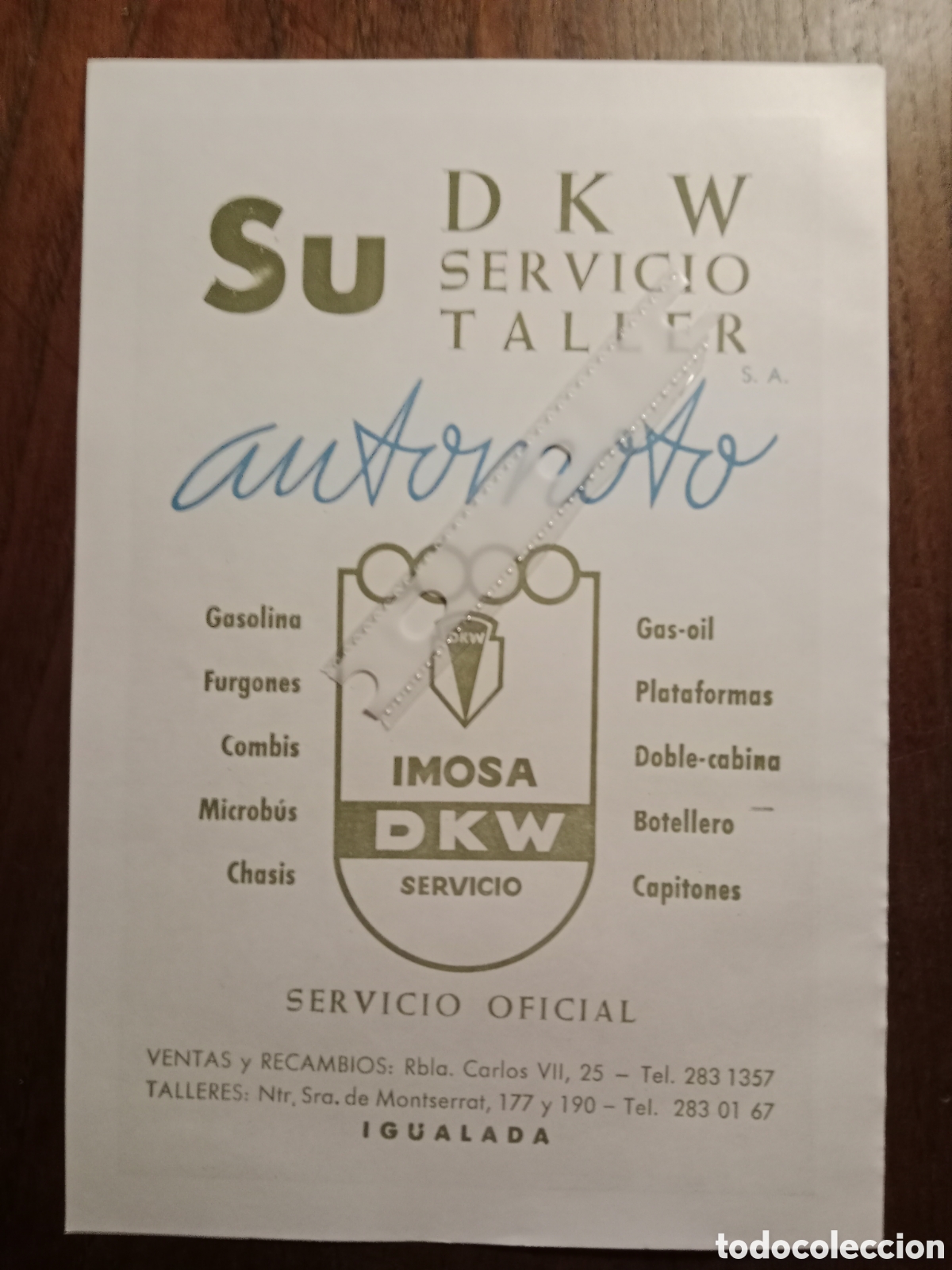 Outros artigos de papel: Publicidad furgoneta dkw imosa de 1967