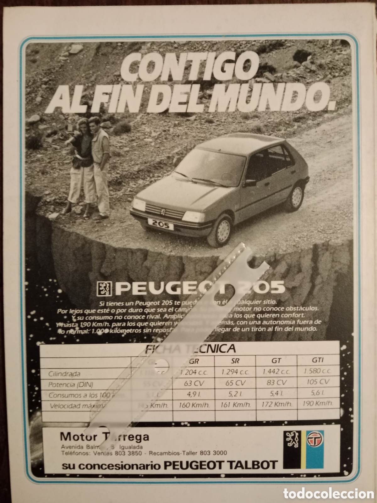 Otros Art&iacute;culos de Coleccionismo en Papel: Publicidad autom&oacute;vil Peugeot 205 de 1985