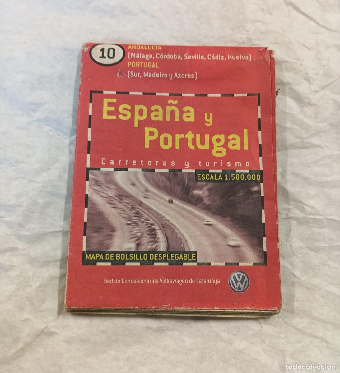 Otros Art&iacute;culos de Coleccionismo en Papel: Gu&iacute;a de Espa&ntilde;a y Portugal, mapa de bolsillo desplegable, El Peri&oacute;dico, Volkswagen