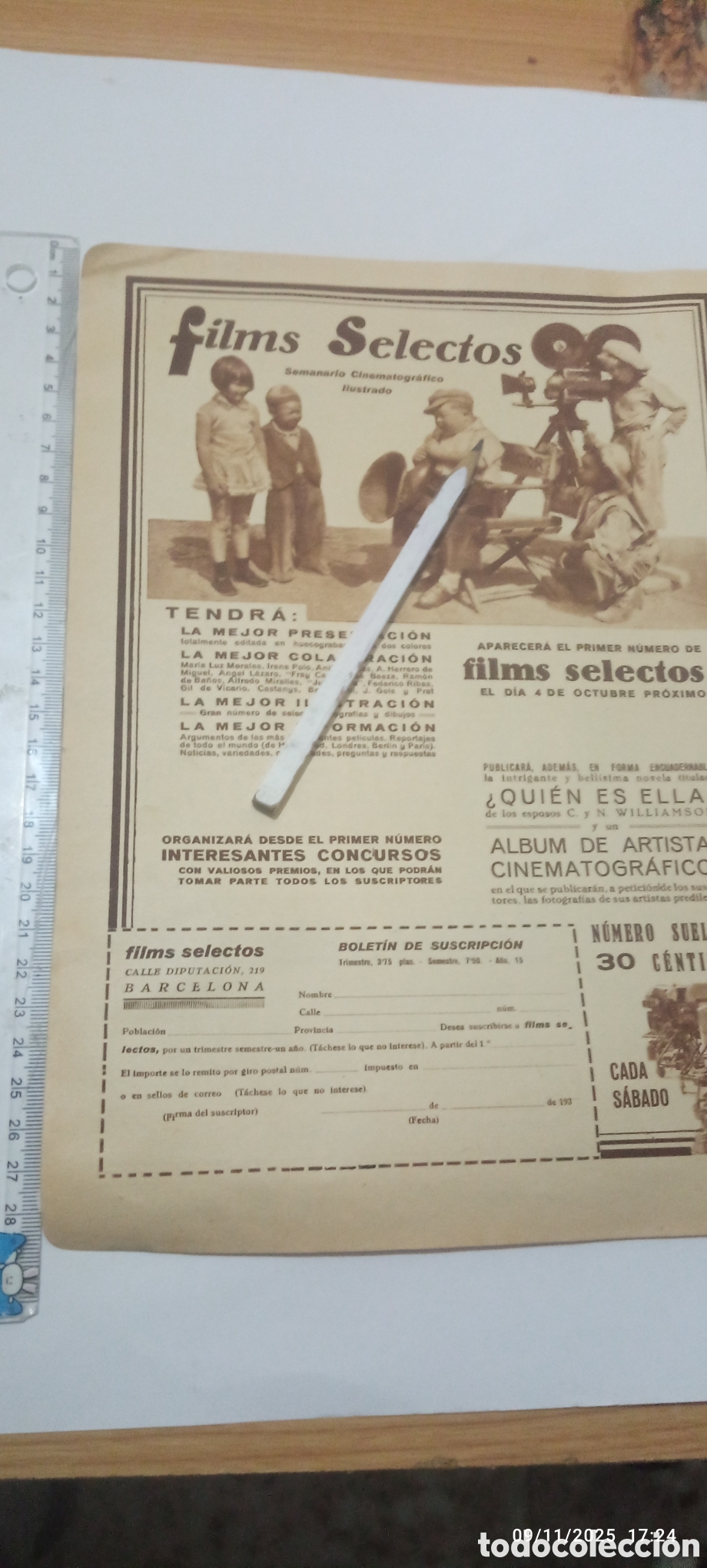 Sammelleidenschaft Andere Papierartikel: RECORTE PUBLICIDAD FILMS SELECTO CINEMATOGRAFIA A&Ntilde;O 1930 LECTURA