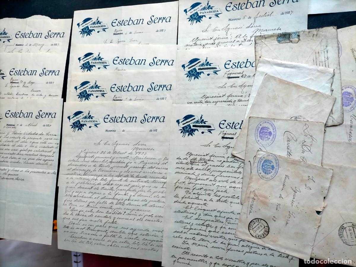 Outros artigos de papel: Ignasi Serra Manresa lote cartas familiares Esteban Serra panaderia a&ntilde;os 20 1929 figueras