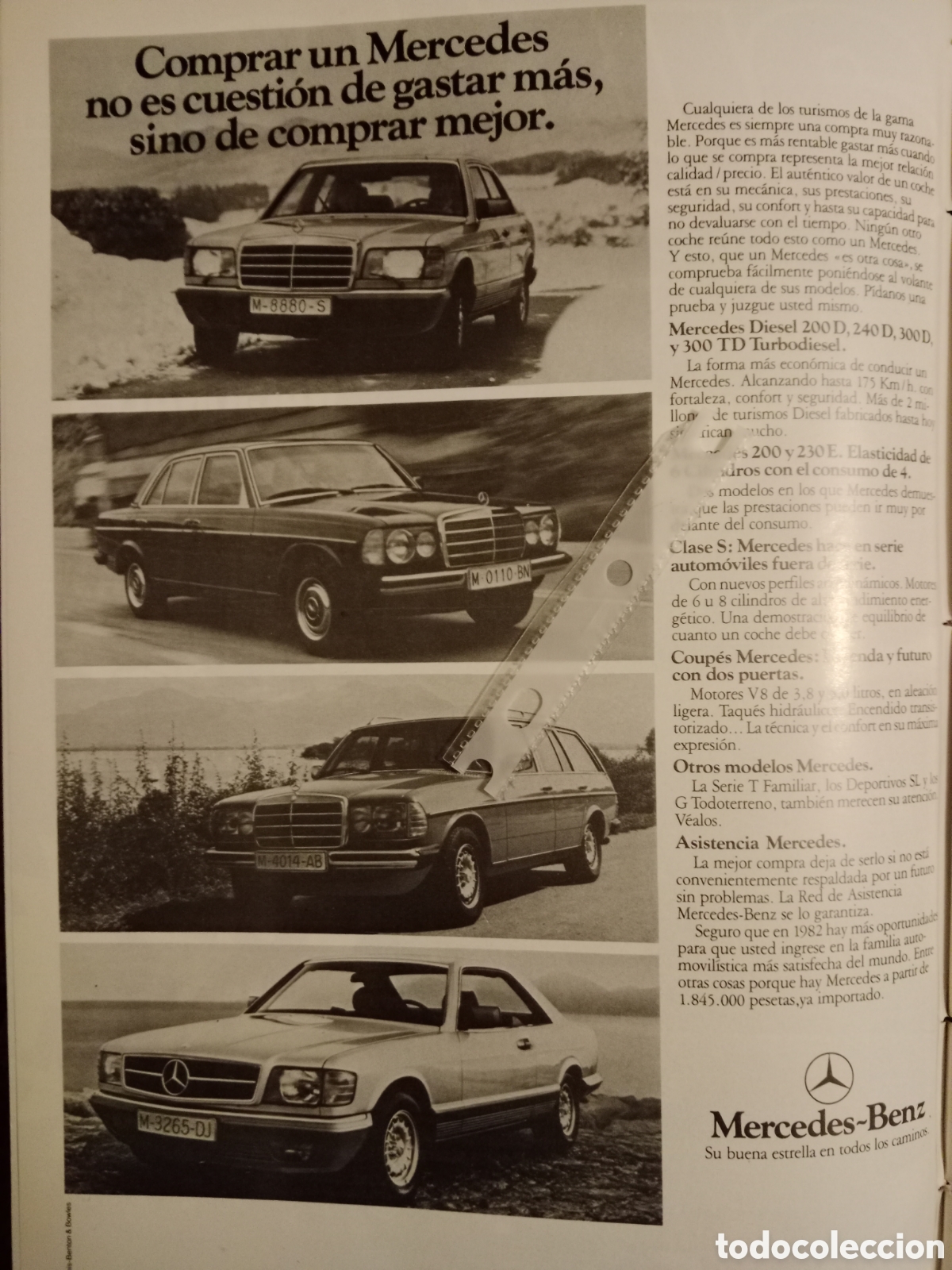 Paper Collecting Others: Publicidad autom&oacute;vil mercedes Benz de 1982