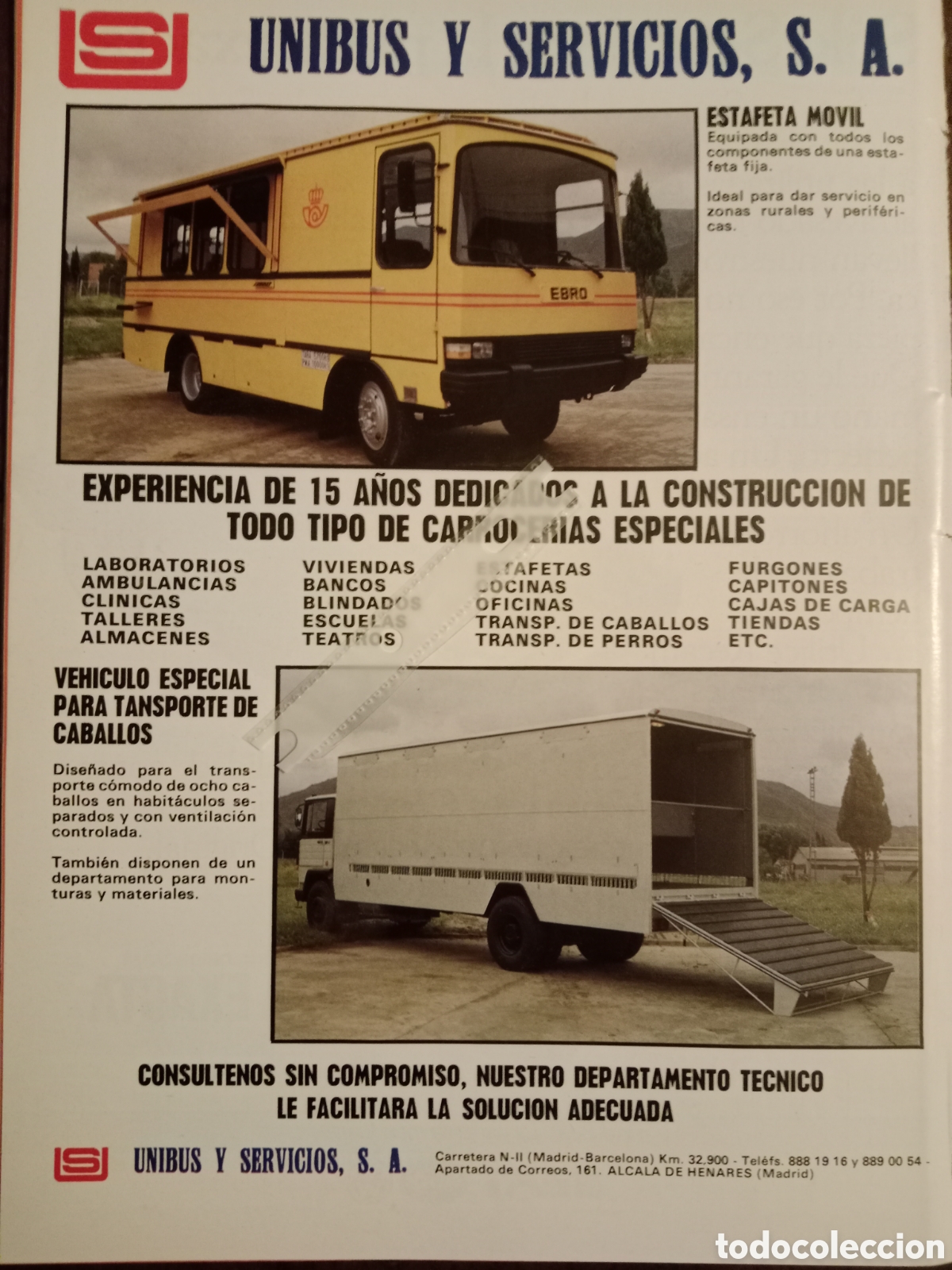 Paper Collecting Others: Publicidad carrocer&iacute;as unibus y servicios sa cami&oacute;n de 1984