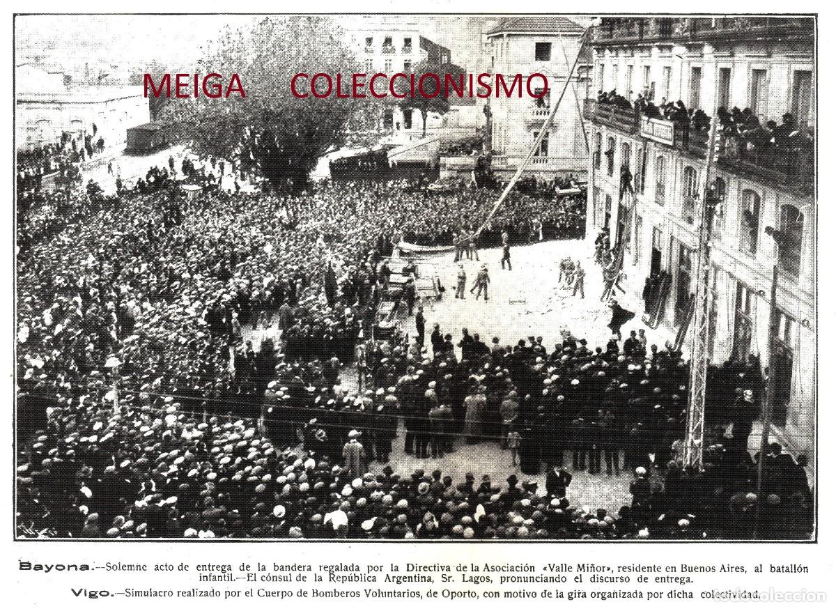 Outros artigos de papel: �Q662 - [A&Ntilde;O 1913]. BAYONA. ENTREGA BANDERA / VIGO SIMULACRO BOMBEROS. GALICIA. [LEER DESCRIPCION].