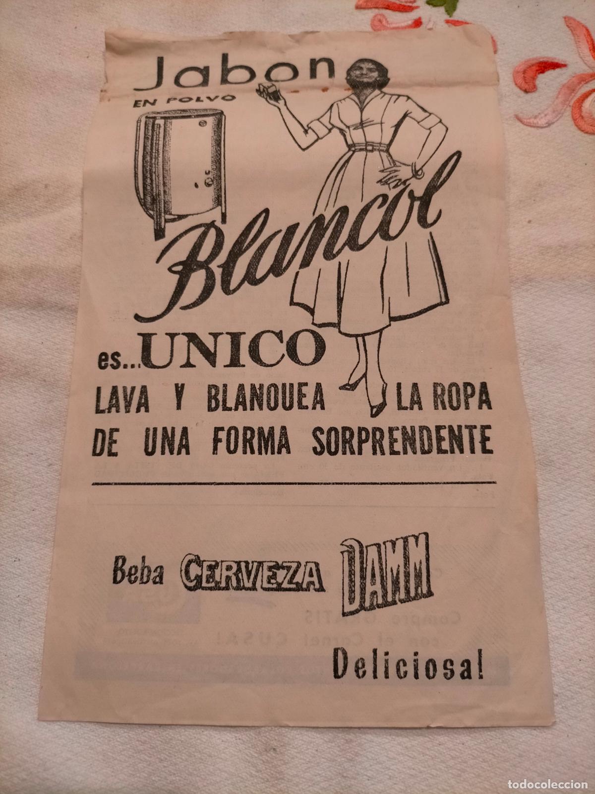 Sammelleidenschaft Andere Papierartikel: Jabon en polvo Blancol es unico lava y blanquea la ropa de una forma sorprendente cerveza Damm