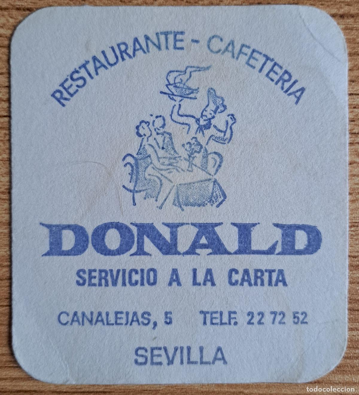 Otros Art&iacute;culos de Coleccionismo en Papel: Posavasos Restaurante Cafeter&iacute;a Donald dibujo - Sevilla (Sevilla)