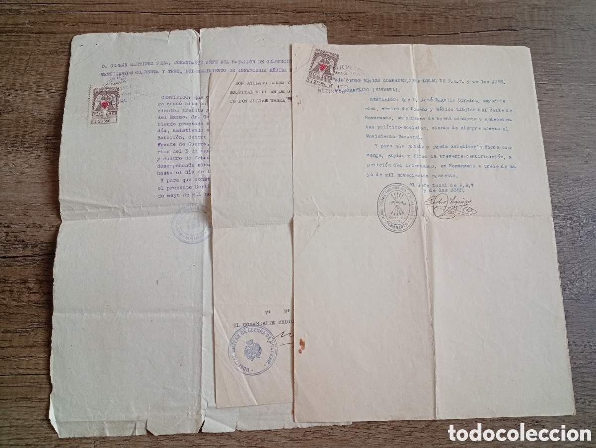 Otros Art&iacute;culos de Coleccionismo en Papel: Documentos guerra civil oficial m&eacute;dico bando nacional.falange.asturias.frente norte.vi&ntilde;etas.galicia