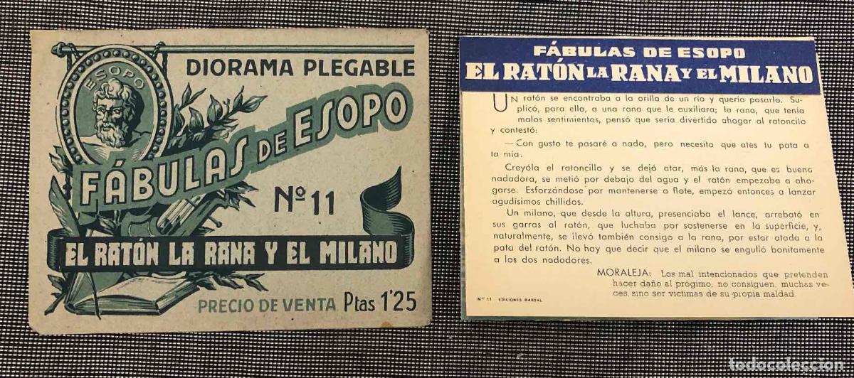 Paper Collecting Others: DIORAMA PLEGABLE FABULAS DE ESOPO N&ordm; 11 EL RATON, LA RANA Y EL MILANO. EDICIONES BARSAL, A&Ntilde;OS 40