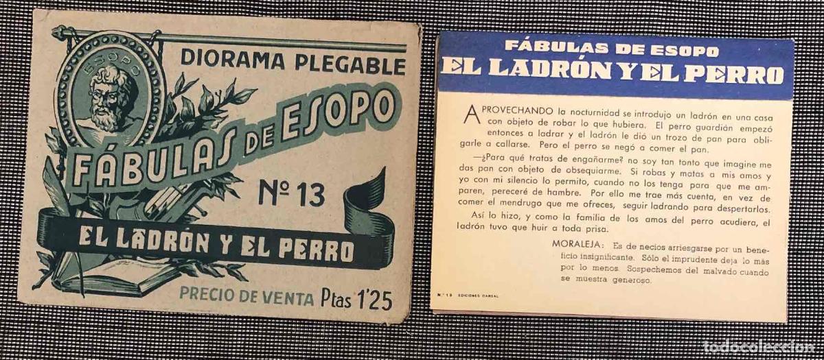 Sammelleidenschaft Andere Papierartikel: DIORAMA PLEGABLE FABULAS DE ESOPO N&ordm; 13 EL LADRON Y EL PERRO. EDICIONES BARSAL, A&Ntilde;OS 40
