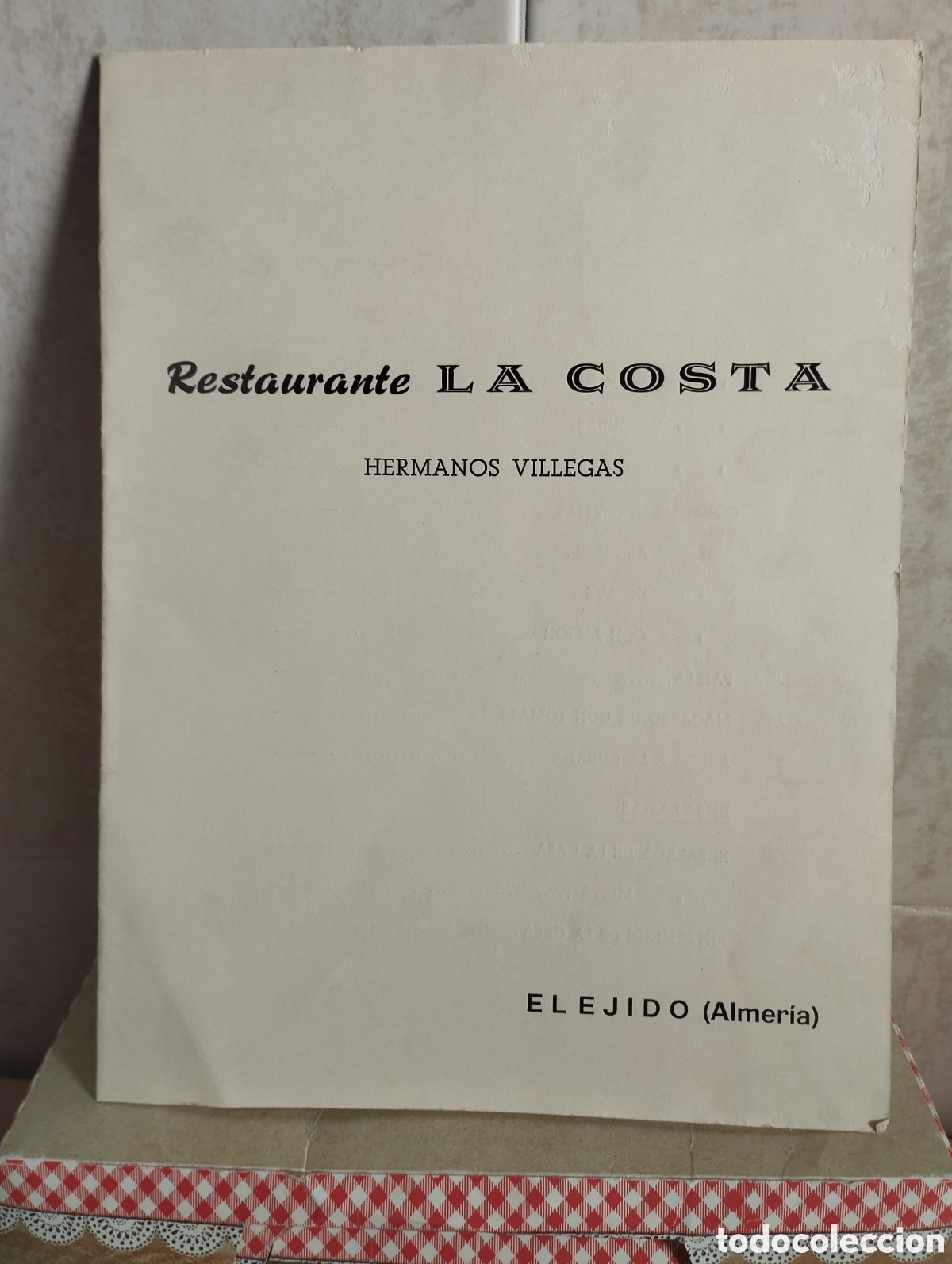 Otros art&iacute;culos de coleccionismo en papel: EL EJIDO ALMER&Iacute;A RESTAURANTE LA COSTA CARTA MEN&Uacute; A&Ntilde;OS 70