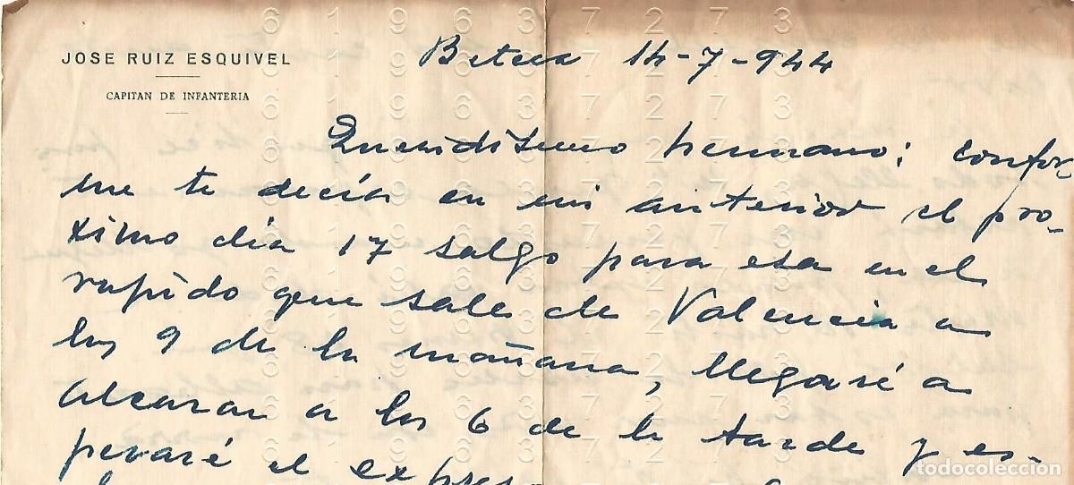 Otros Art&iacute;culos de Coleccionismo en Papel: BETERA CAPITAN DE INFANTERIA CARTA A SEVILLA 1944 F22