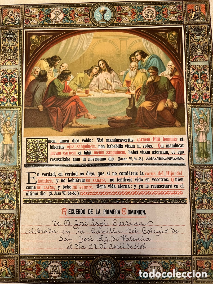 Otros art&iacute;culos de coleccionismo en papel: Recuerdo primera comuni&oacute;n 1908. - Foto 2
