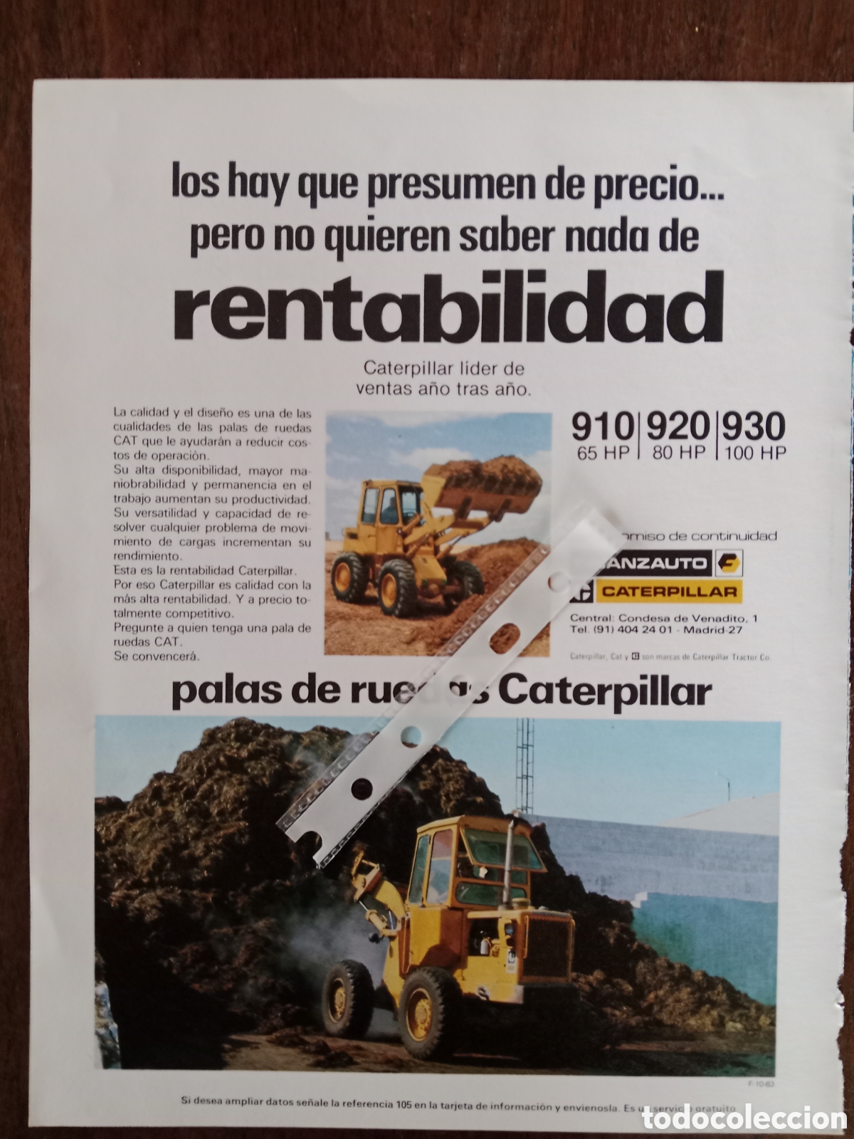 Sammelleidenschaft Andere Papierartikel: Publicidad maquinaria palas Caterpillar