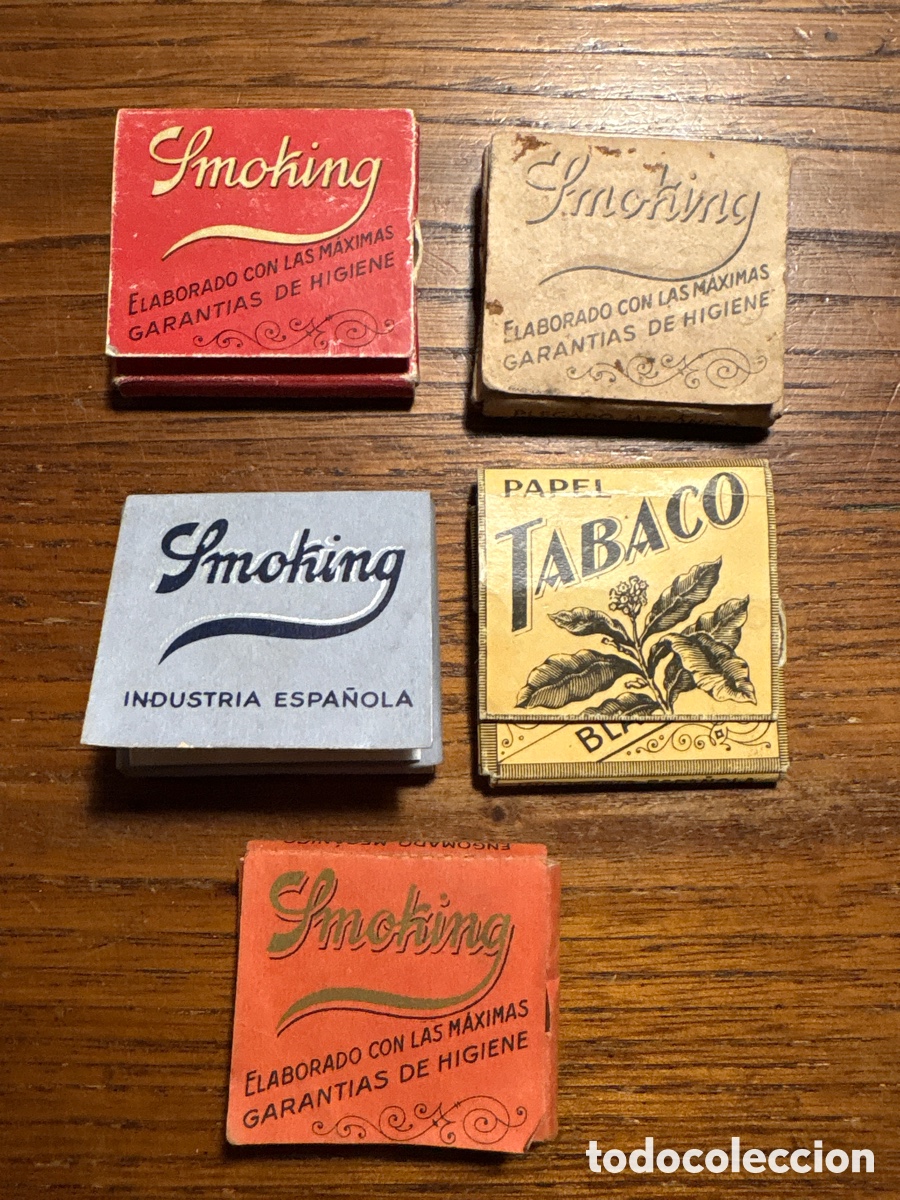 Otros art&iacute;culos de coleccionismo en papel: LOTE DE 5 ESTUCHES LIBRITOS DE PAPEL DE FUMAR SMOKING