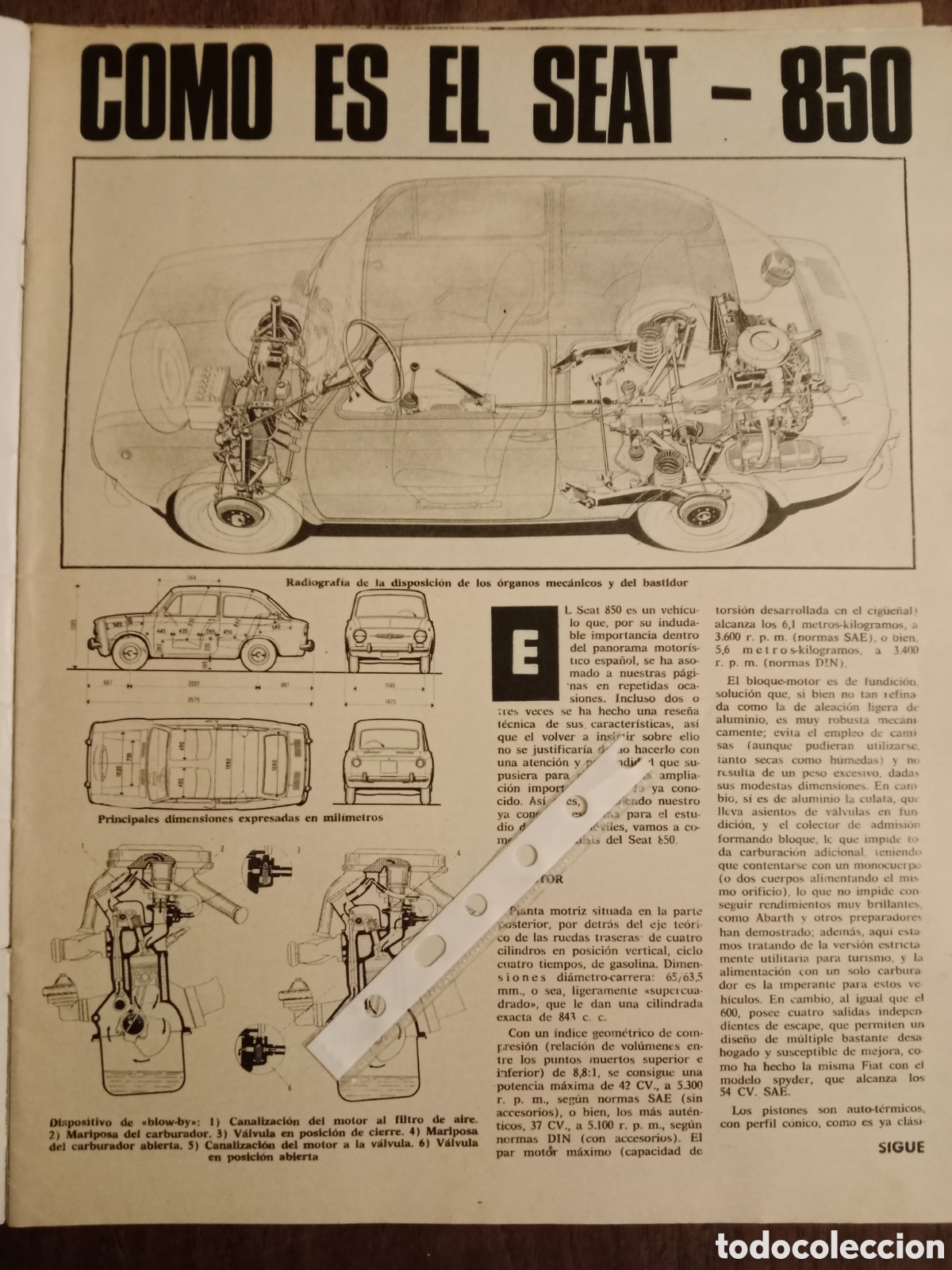 Outros artigos de papel: Reportaje autom&oacute;vil Seat 850 de 1966