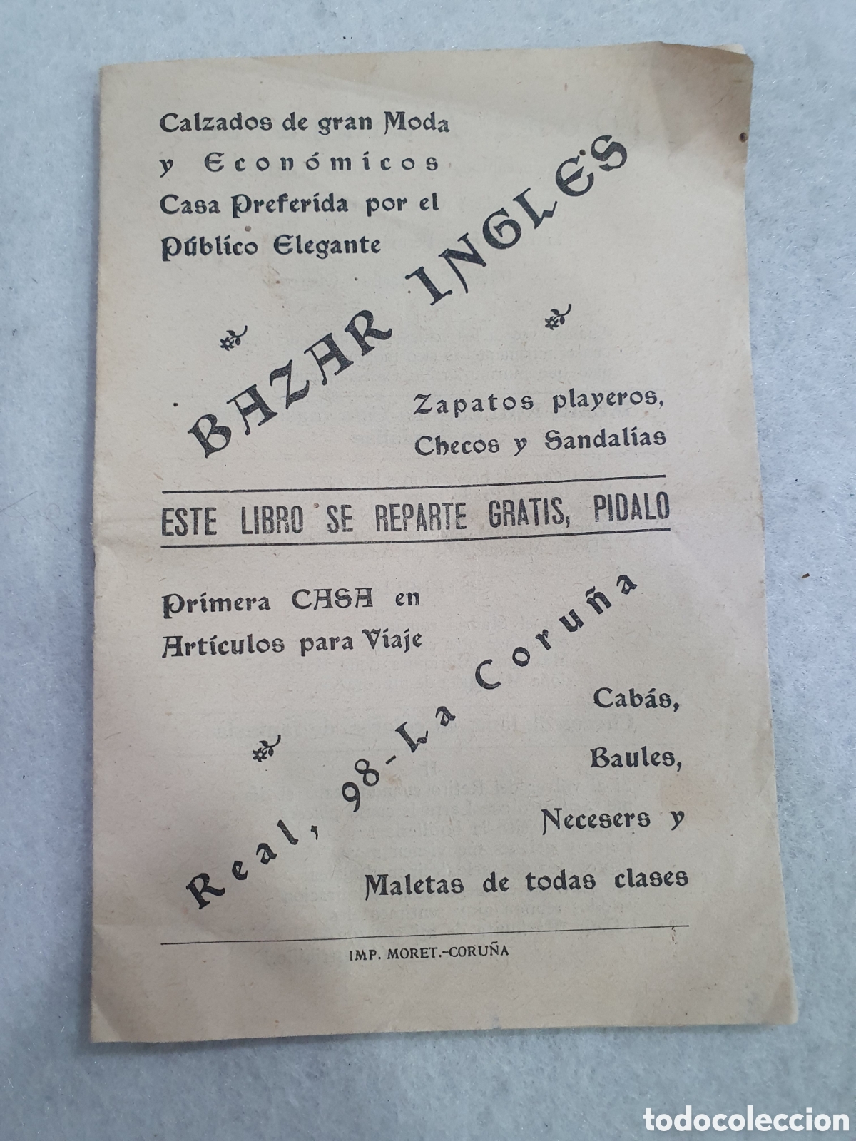 Sammelleidenschaft Andere Papierartikel: Antiguo folleto Bazar Ingl&eacute;s. La Coru&ntilde;a. (L127)