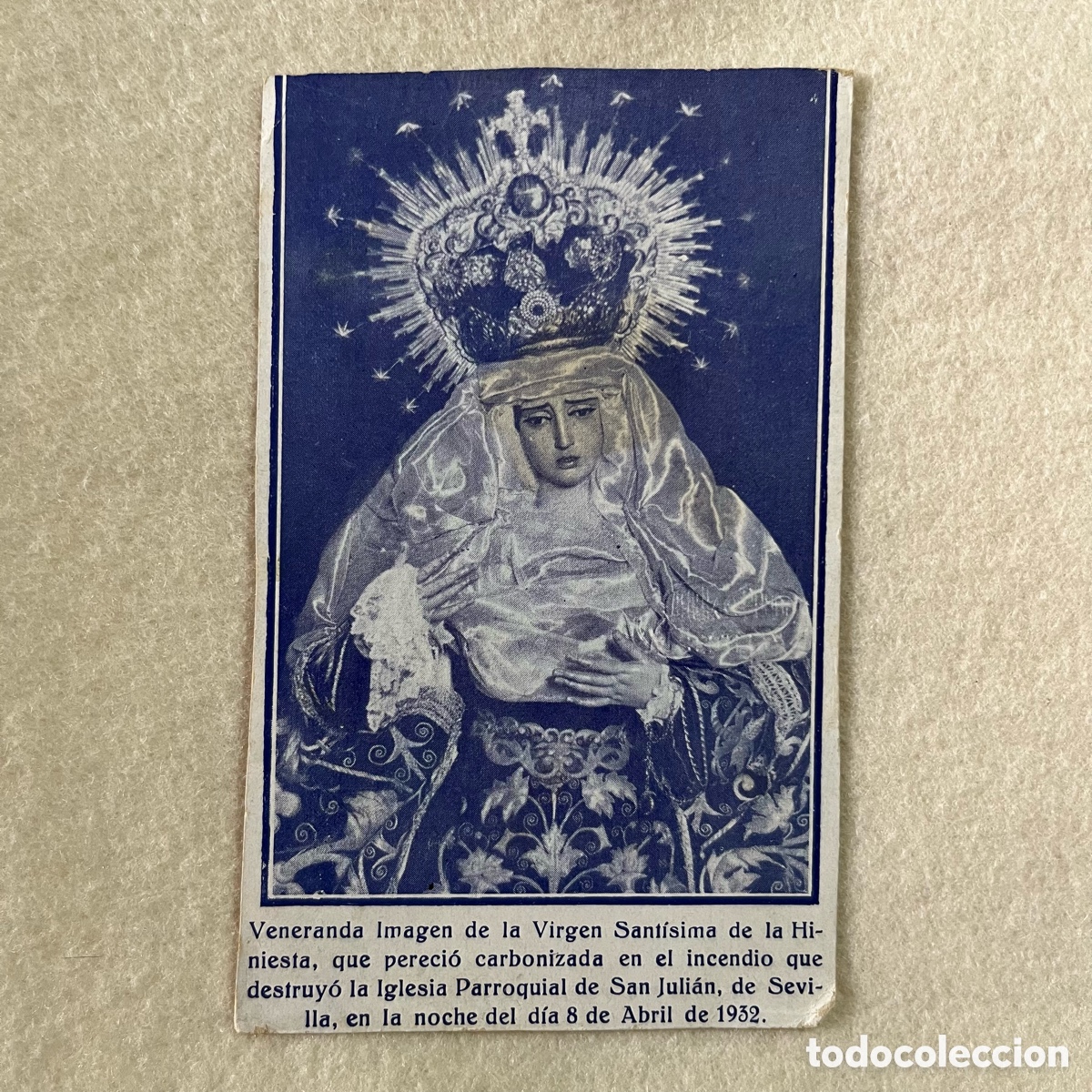 Otros Art&iacute;culos de Coleccionismo en Papel: SEMANA SANTA SEVILLA - RECORDATORIO VIRGEN DE LA HINIESTA