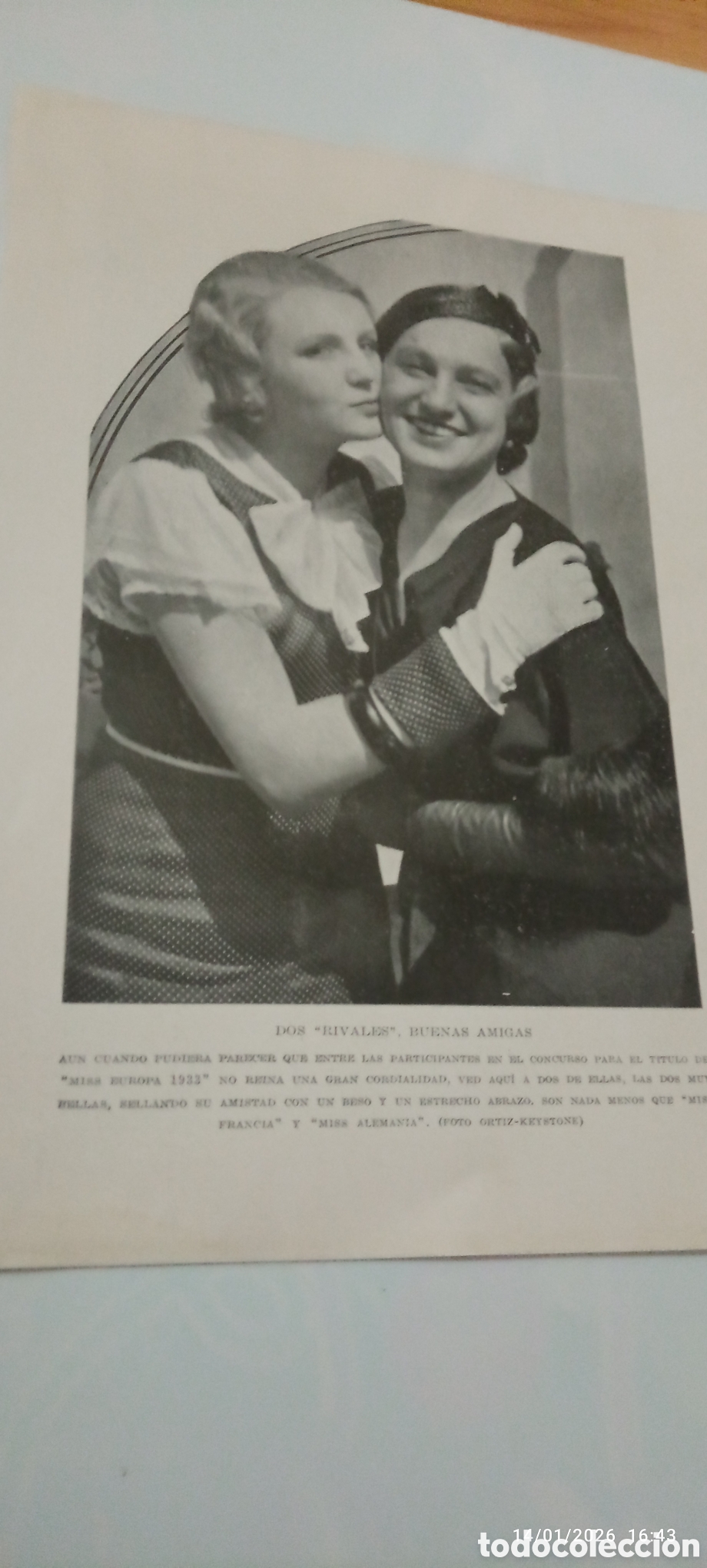 Collectionnisme Papier divers: ​RECORTE 1933 - MISS FRANCIA Y MISS ALEMANIA - LYANE DE MEZIS Y ERICA LYLE - BESO