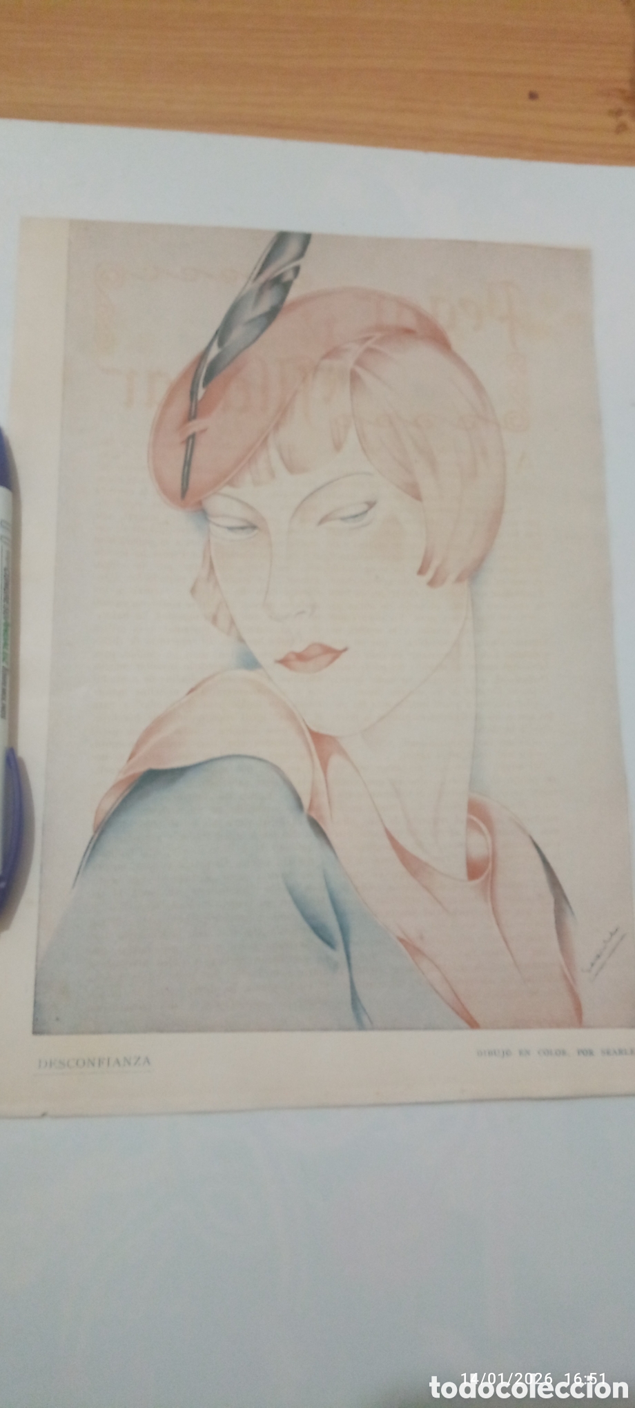 Collectionnisme Papier divers: RECORTE 1933 - ILUSTRACI&Oacute;N ART DECO - &rdquo;DESCONFIANZA&rdquo; - DIBUJO DE SKABLO