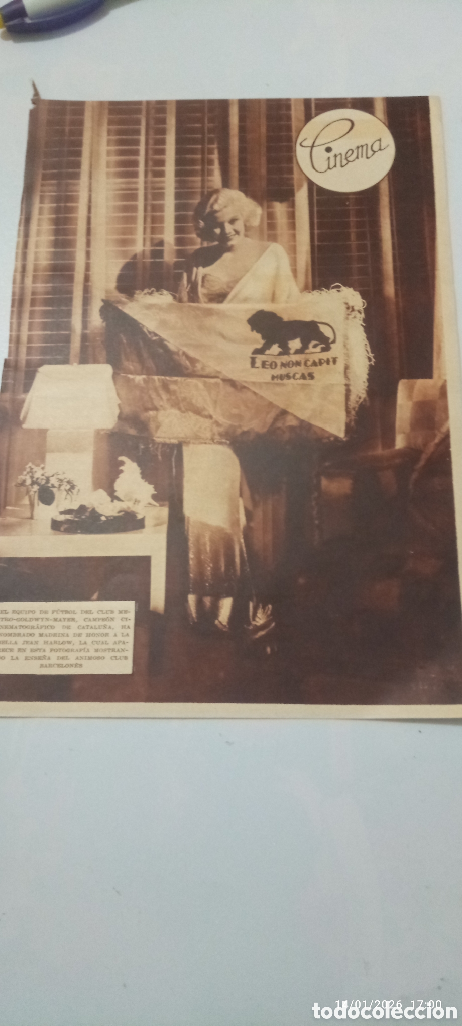 Collectionnisme Papier divers: RECORTE 1933 - JEAN HARLOW - LEO NON CAPIT MUSCAS