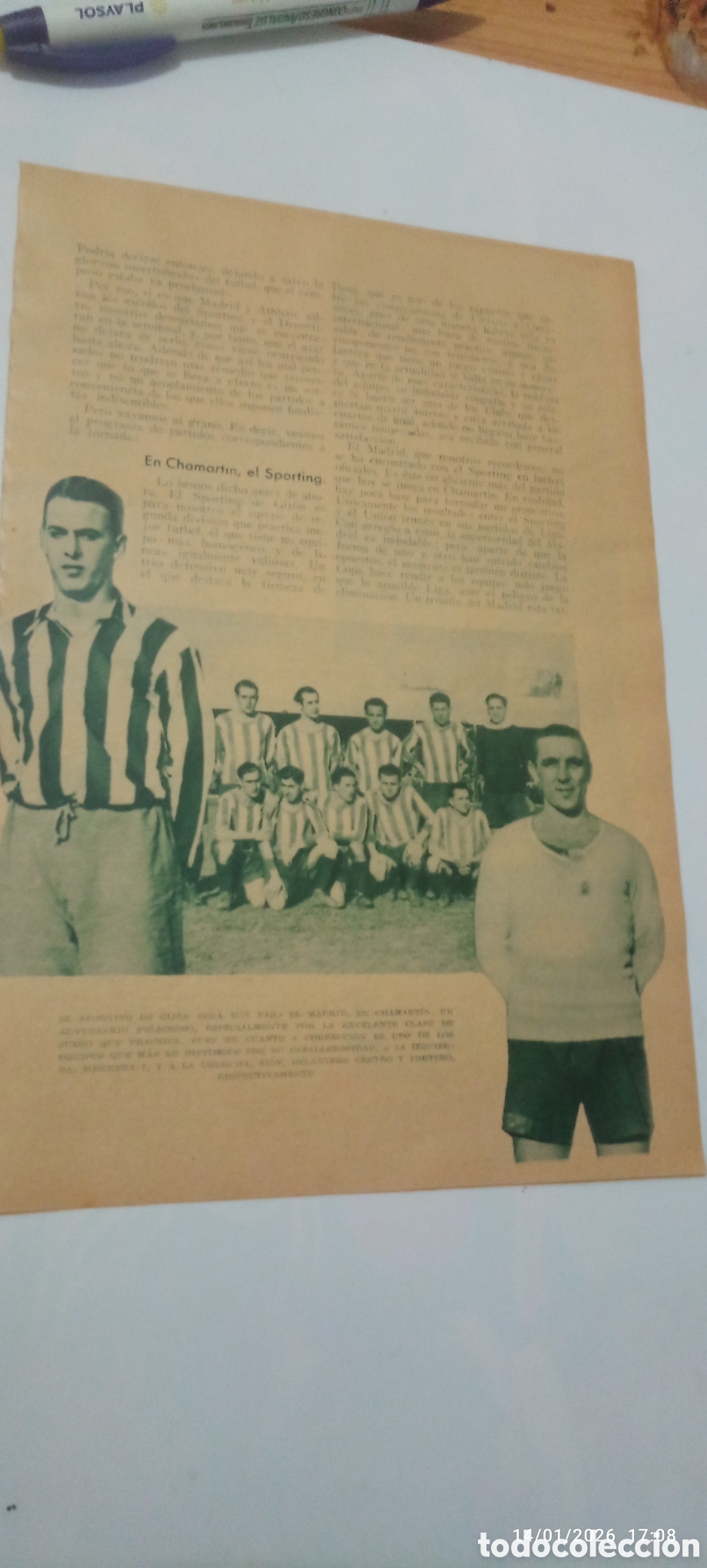 Otros Art&iacute;culos de Coleccionismo en Papel: RECORTE 1933 - SPORTING DE GIJ&Oacute;N EN CHAMART&Iacute;N - F&Uacute;TBOL SEGUNDA DIVISI&Oacute;N