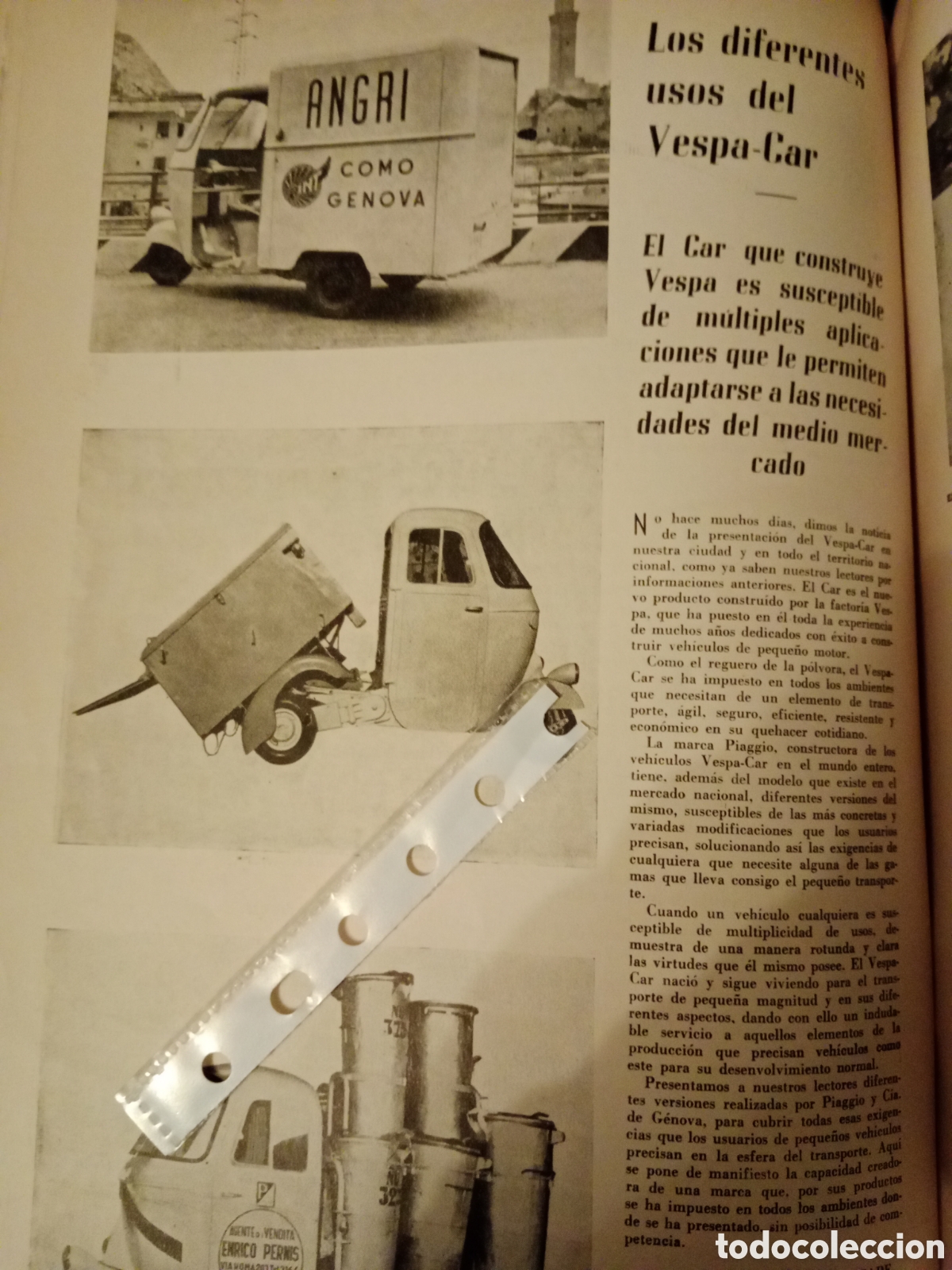 Outros artigos de papel: Reportaje motocarro Vespacar de 1961