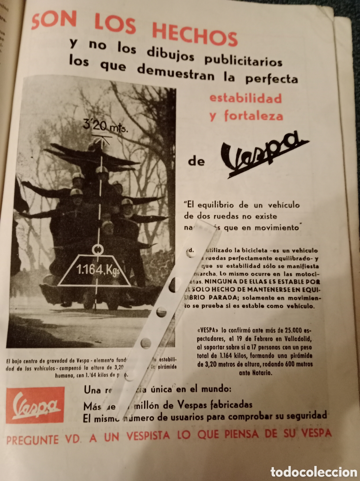 Otros Art&iacute;culos de Coleccionismo en Papel: Publicidad moto vespa de 1958