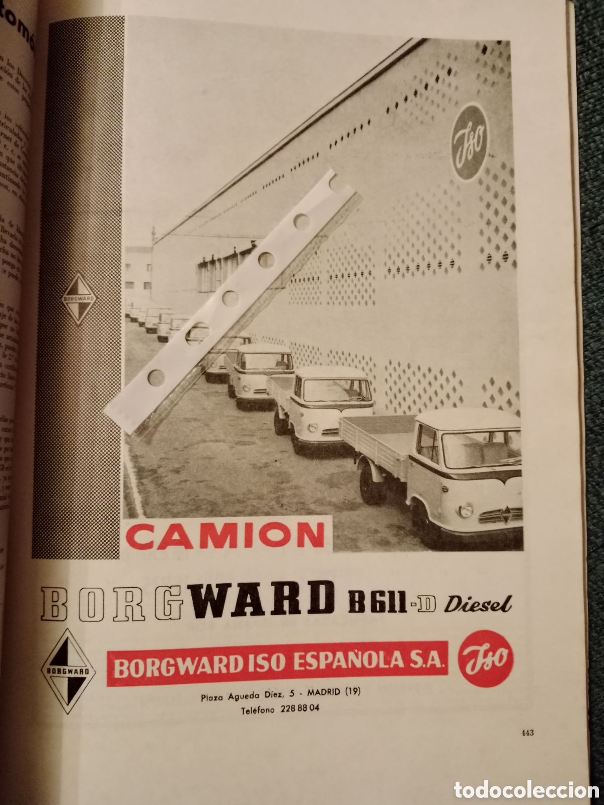 Collectionnisme Papier divers: Publicidad cami&oacute;n Borrward B 611 de 1961