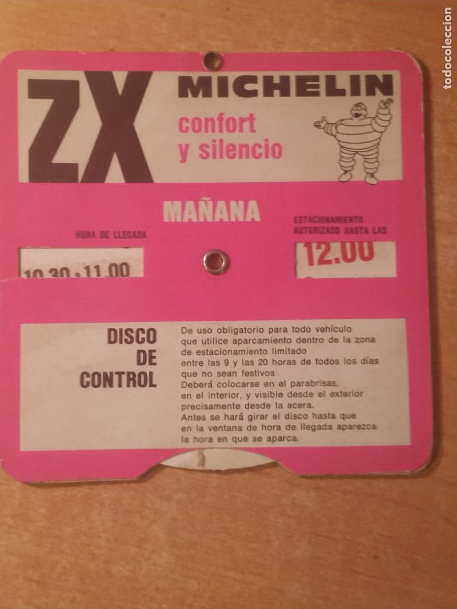 Otros Art&iacute;culos de Coleccionismo en Papel: Disco control hora aparcamiento publicidad Michelin Ed. Madrid