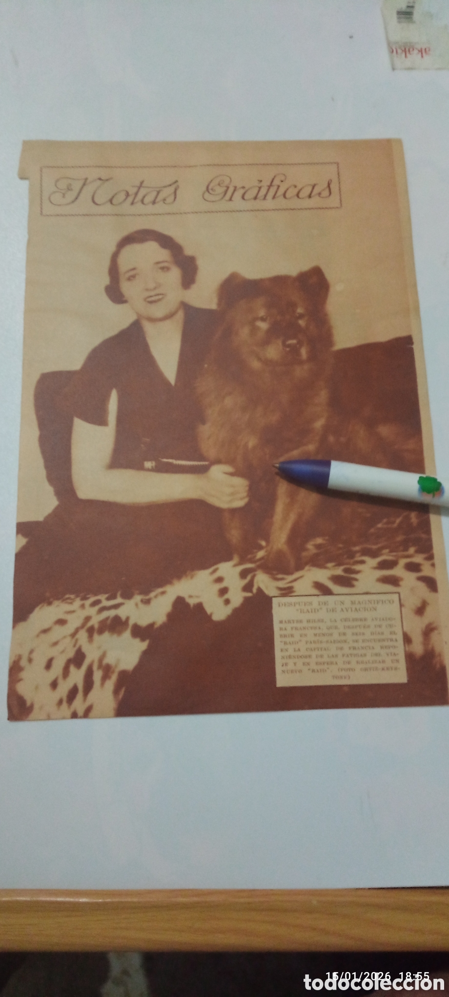 Outros artigos de papel: RECORTE 1933 MARYSE HILSZ AVIADORA FRANCESA DESPU&Eacute;S DE RAID PAR&Iacute;S-SAIG&Oacute;N