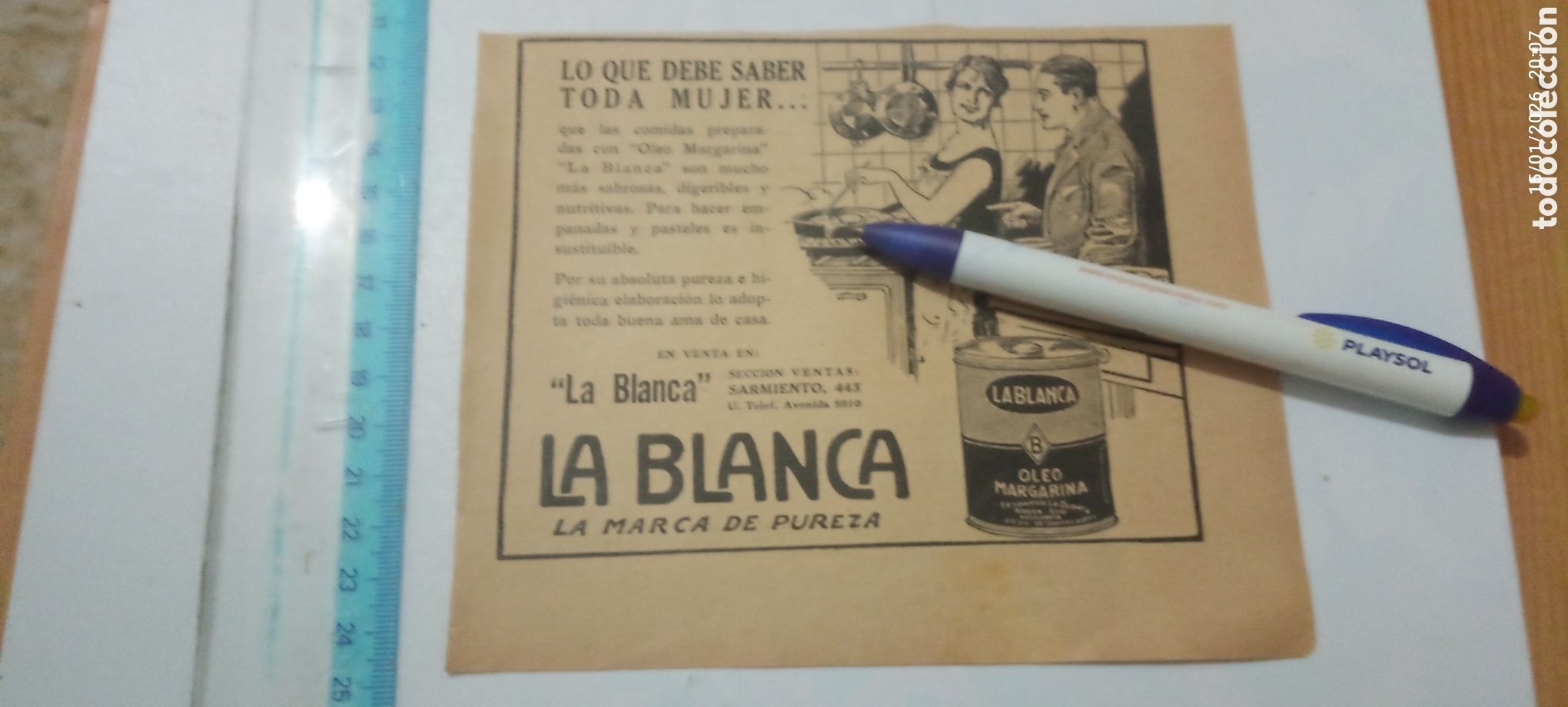 Outros artigos de papel: RECORTE 1927 PUBLICIDAD LA BLANCA &Oacute;LEO MARGARINA MARCA DE PUREZA