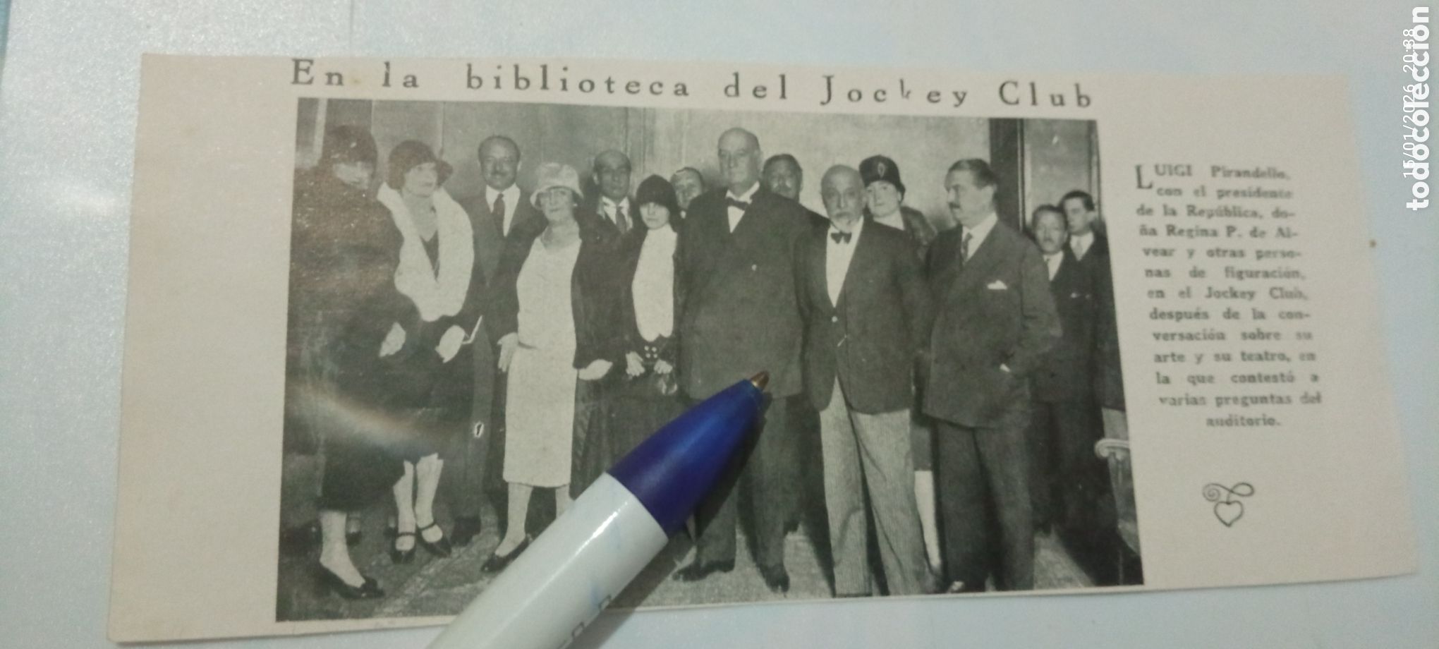 Otros Art&iacute;culos de Coleccionismo en Papel: RECORTE 1927 - EN LA BIBLIOTECA DEL JOCKEY CLUB - LUIGI PIRANDELLO -