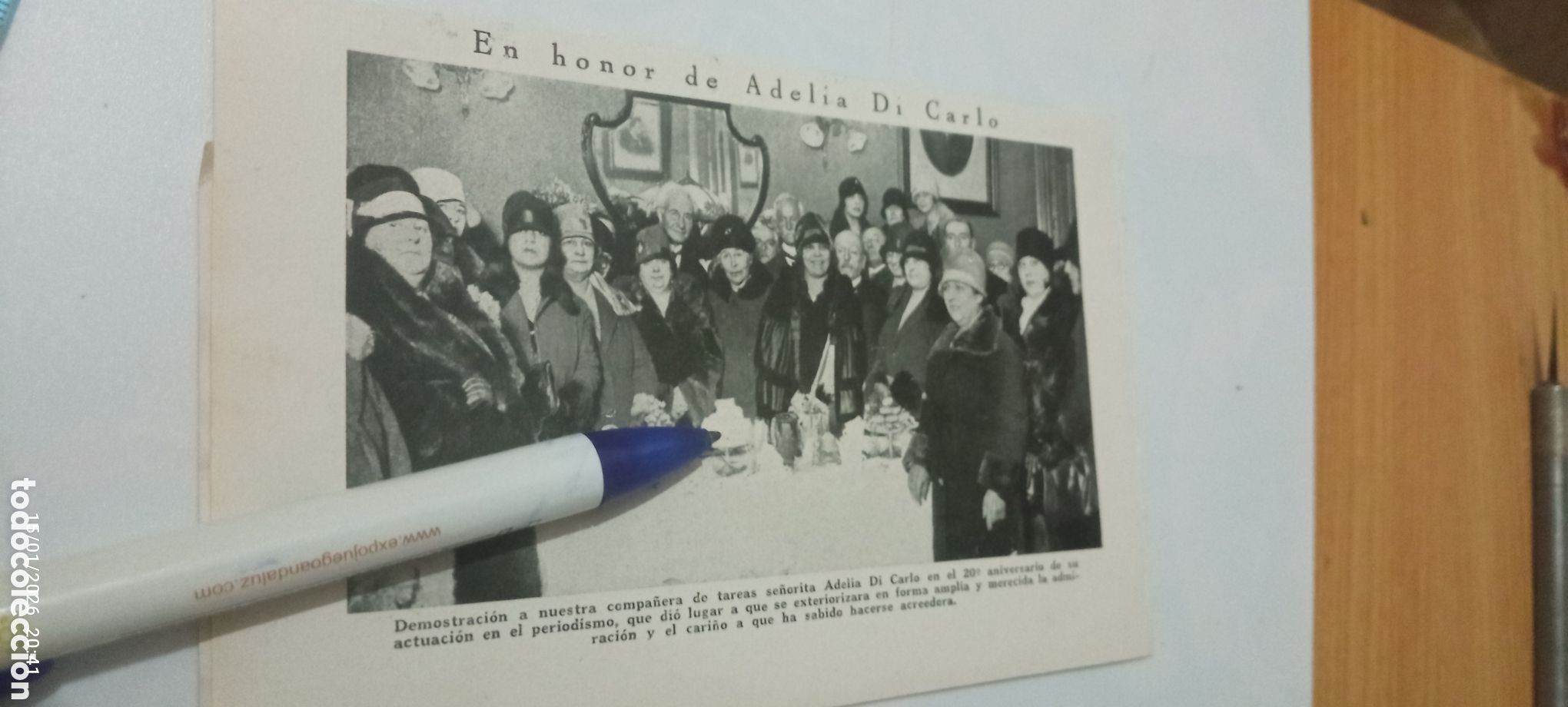 Otros Art&iacute;culos de Coleccionismo en Papel: RECORTE 1927 - EN HONOR DE ADELIA DI CARLO -
