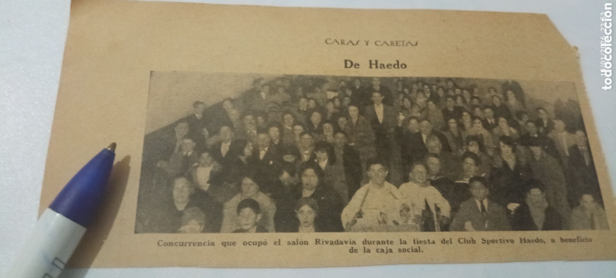 Paper Collecting Others: RECORTE 1927 - CLUB SPORTIVO HAEDO - FIESTA CAJA SOCIAL