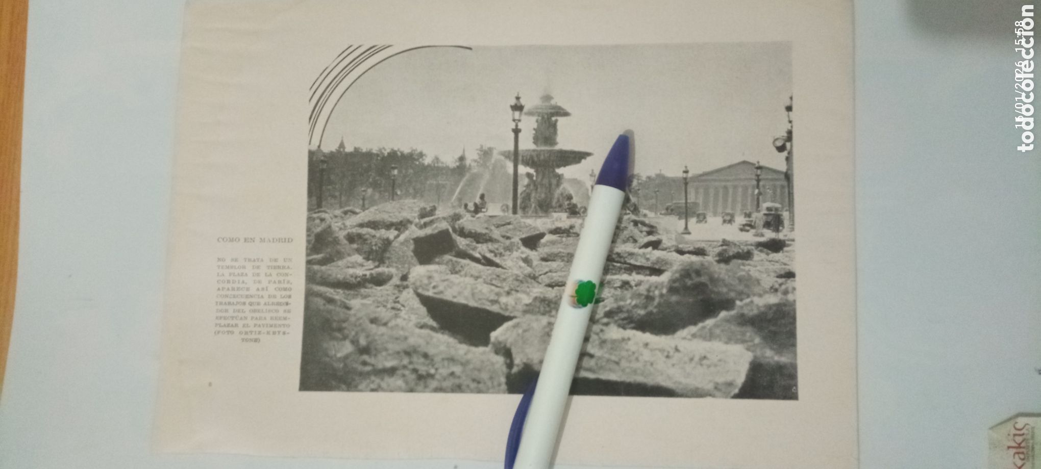 Sammelleidenschaft Andere Papierartikel: RECORTE 1933 FOTOGRAF&Iacute;A PLAZA DE LA CONCORDIA PAR&Iacute;S OBRAS DE PAVIMENTACI&Oacute;N