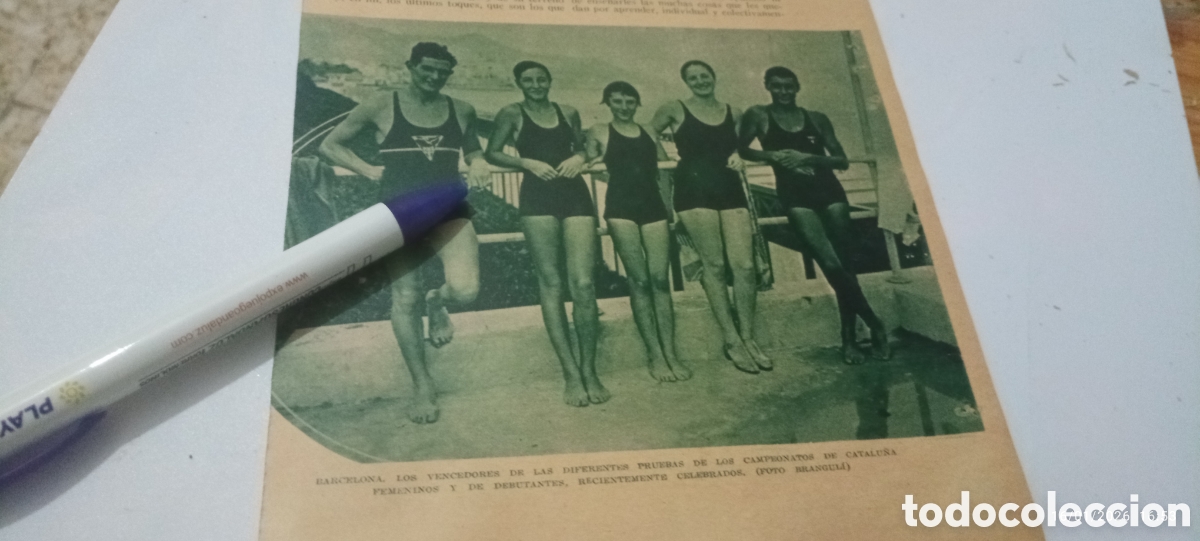 Collectionnisme Papier divers: RECORTE 1933 FOTOGRAF&Iacute;A CAMPEONATOS DE CATALU&Ntilde;A DE NATACI&Oacute;N BARCELONA ESPA&Ntilde;A