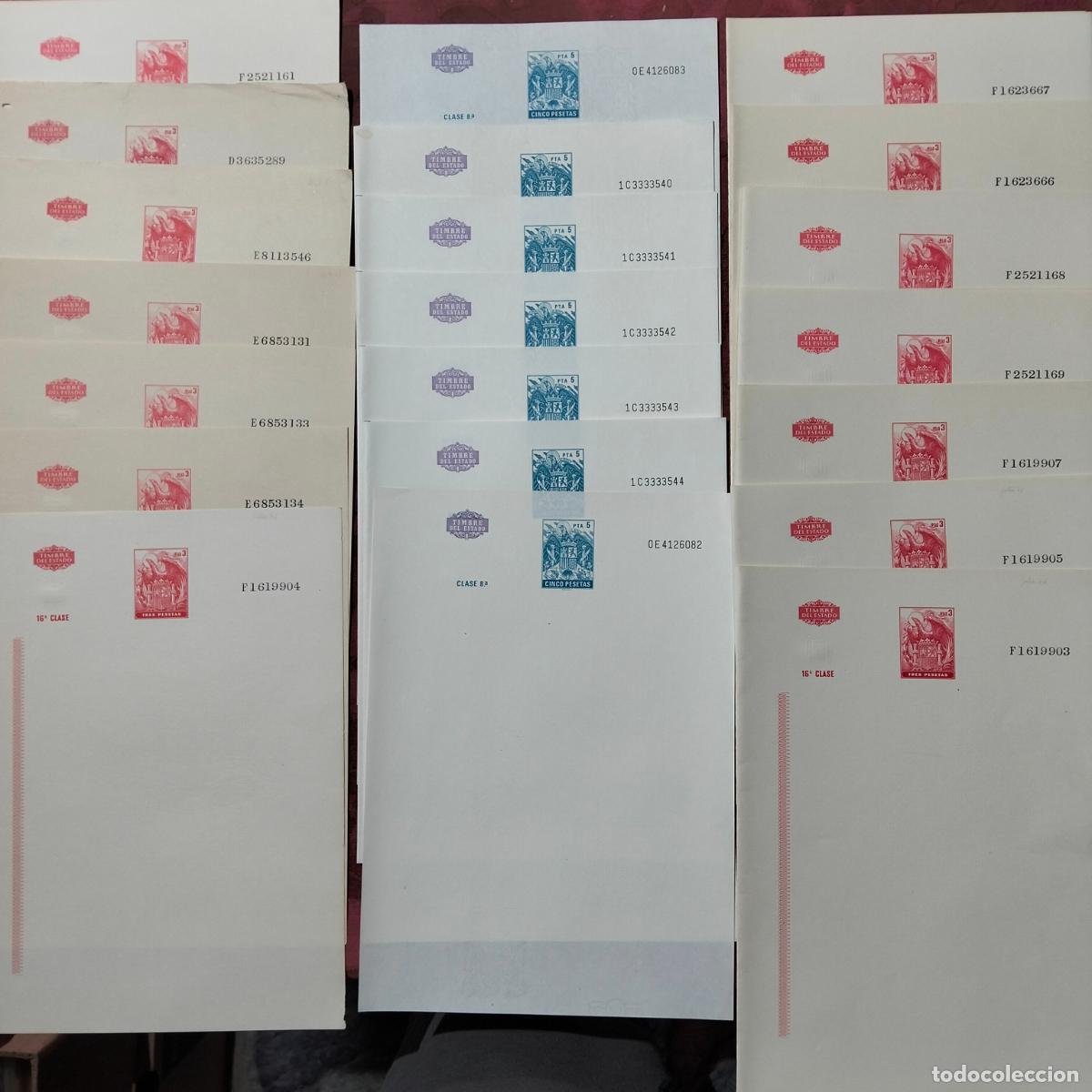 Otros Art&iacute;culos de Coleccionismo en Papel: Lote hojas en blanco sellos timbre del estado y timbre movil cinco tres pesetas 8&ordf; 16&ordf; clase
