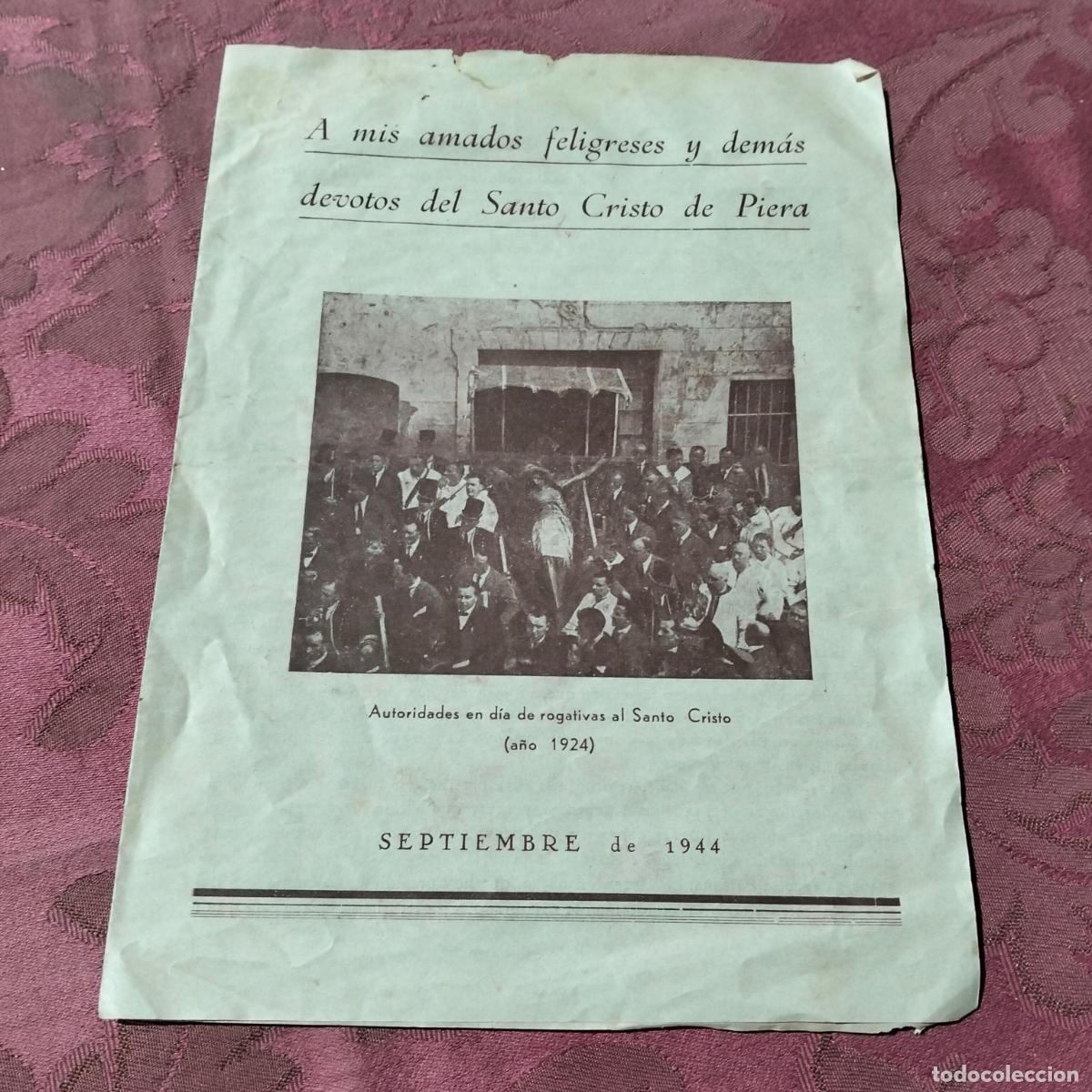 Paper Collecting Others: A mis amados feligreses y dem&aacute;s devotos del Santo Cristo de Piera septiembre de 1944 folleto escrito