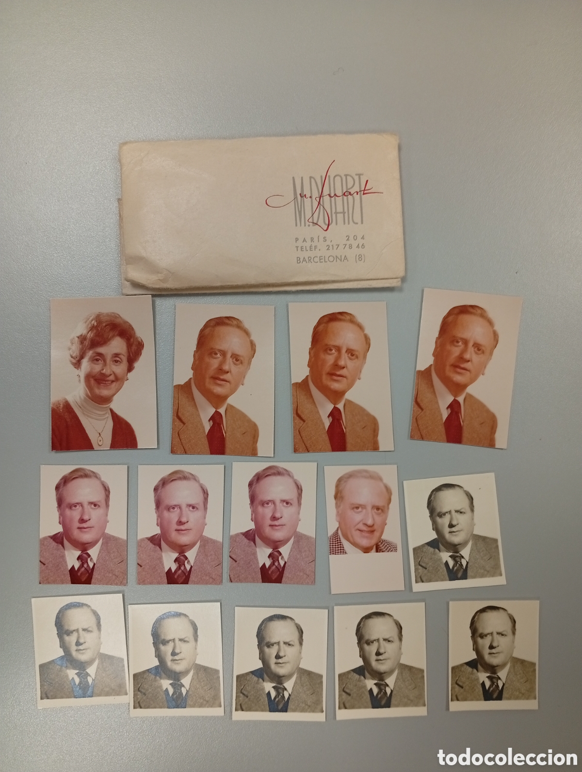 Otros Art&iacute;culos de Coleccionismo en Papel: Lote 14 fotos tipo carnet y sobre fotogr&aacute;fico misma persona.documento.antiguas