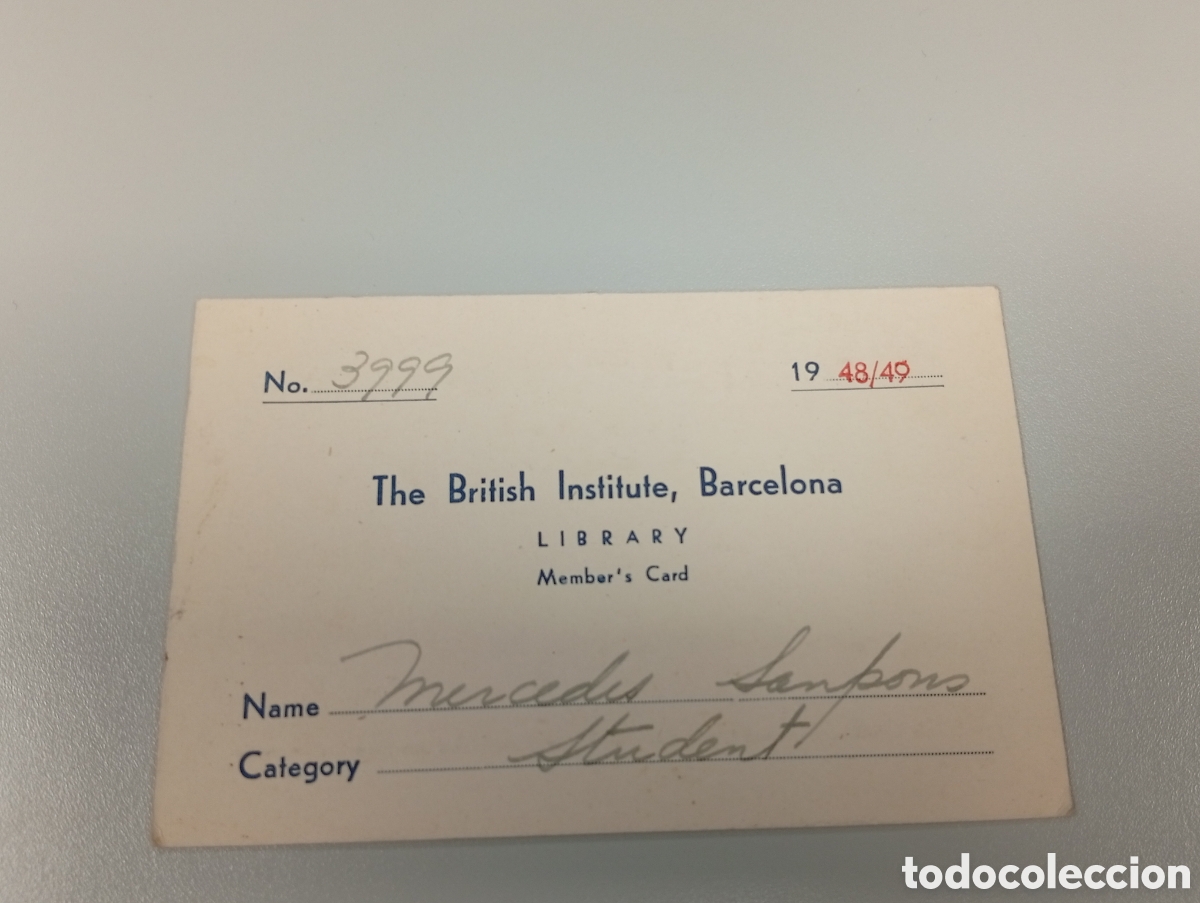 Otros Art&iacute;culos de Coleccionismo en Papel: Carnet a&ntilde;o 1948 British institute de barcelona.colegio brit&aacute;nico &eacute;poca de franco post guerra civil