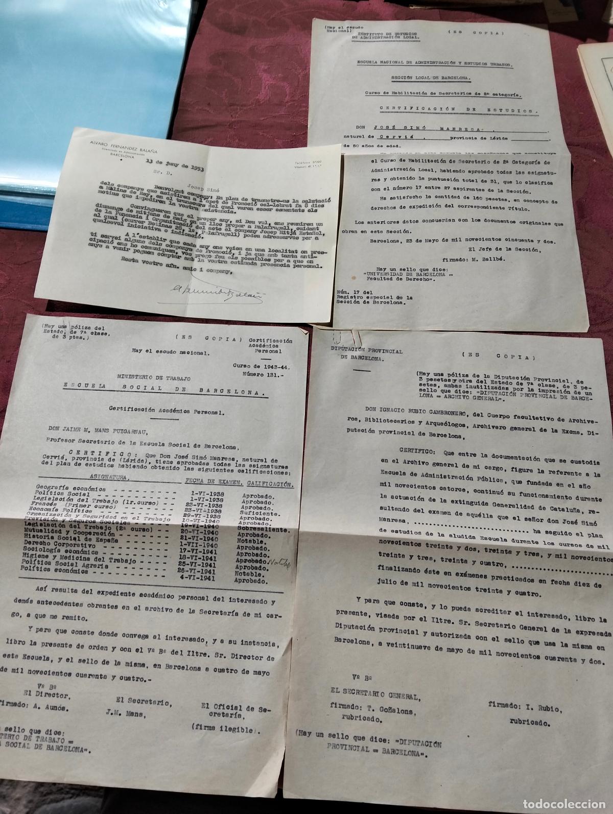 Outros artigos de papel: Diputacion provincial de Barcelona escuela social certificacion de estudios lote a&ntilde;os 50