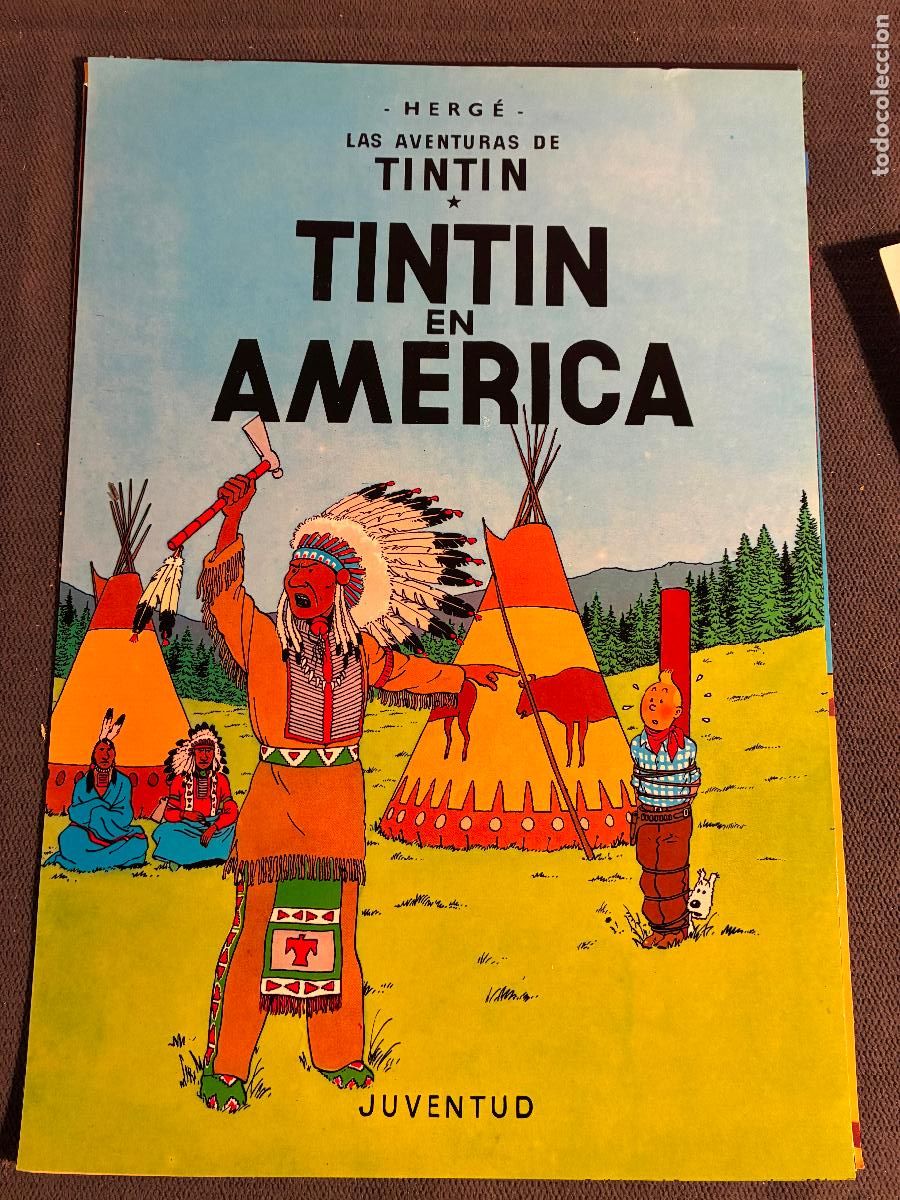 Otros Art&iacute;culos de Coleccionismo en Papel: Lamina papel Tint&iacute;n en Am&eacute;rica Herg&eacute; Juventud, parece para la portada de libro mide 31 x 21,5