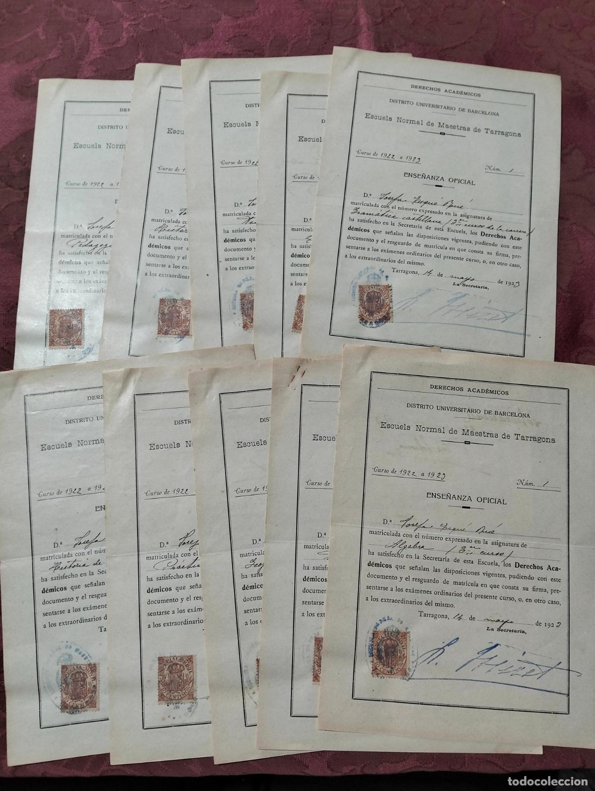 Paper Collecting Others: Distrito universitario de Barcelona escuela normal de maestras de Tarragona a&ntilde;os 20 lote notas