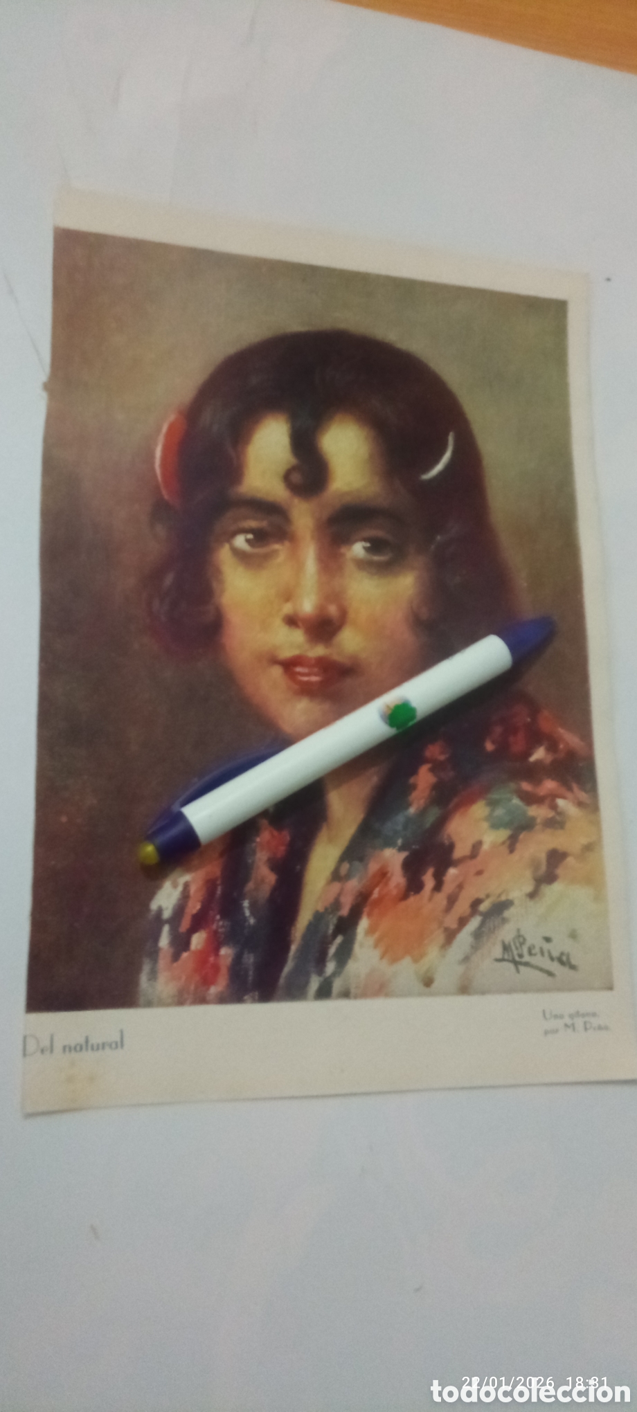 Outros artigos de papel: RECORTE 1935 L&Aacute;MINA ARTE RETRATO DEL NATURAL UNA GITANA PINTORE DE M. PERELL&Oacute;