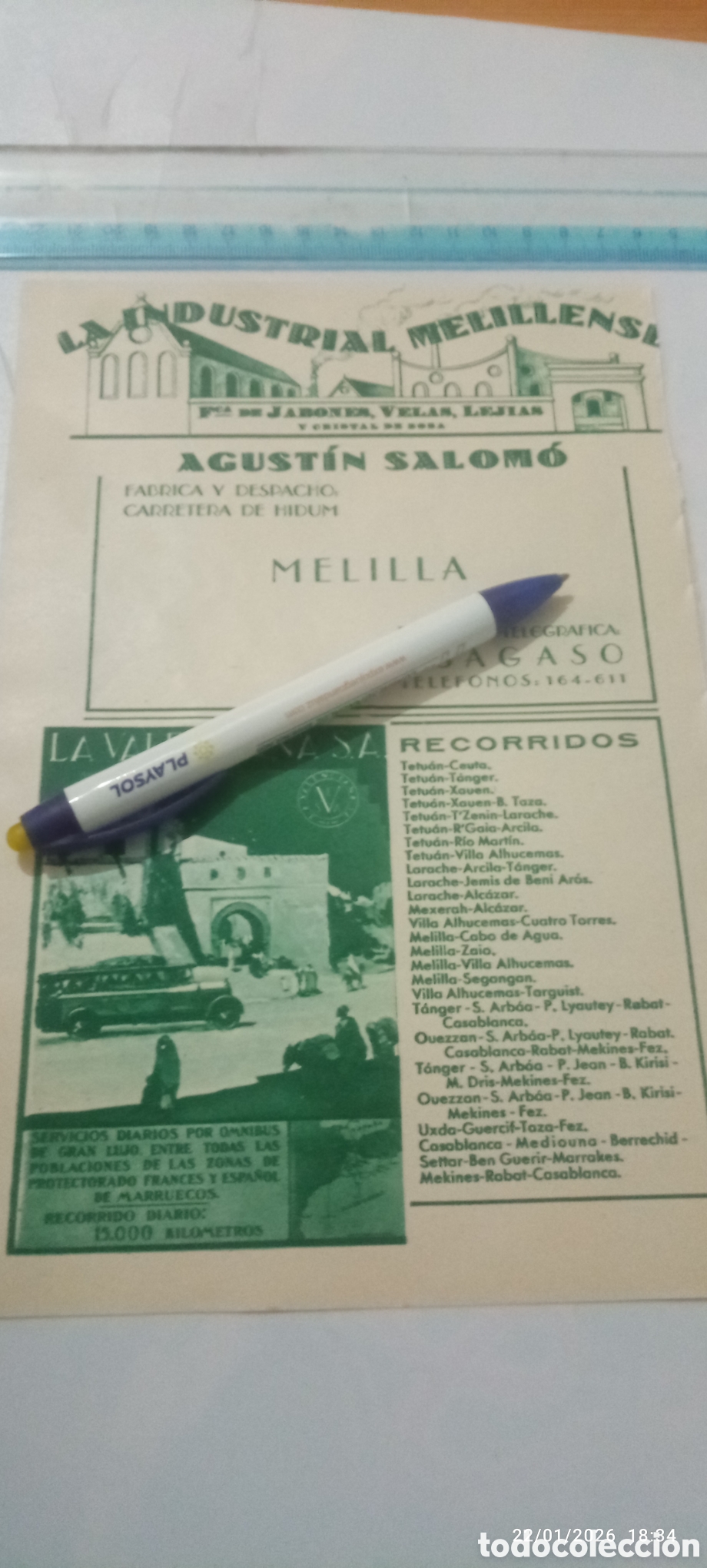 Sammelleidenschaft Andere Papierartikel: RECORTE 1935 PUBLICIDAD LA INDUSTRIAL MELILLENSE AGUST&Iacute;N SALOM&Oacute; MELILLA OMNIBUS