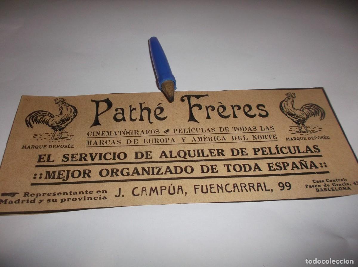 Otros Art&iacute;culos de Coleccionismo en Papel: RECORTE PUBLI.A&Ntilde;O 1910.-PATH&Eacute; FR&Eacute;RES-CINEMAT&Oacute;GAFOS,PEL&Iacute;CULAS-EL SERVICIO D ALQUILER DE ESPA&Ntilde;A-MADRID