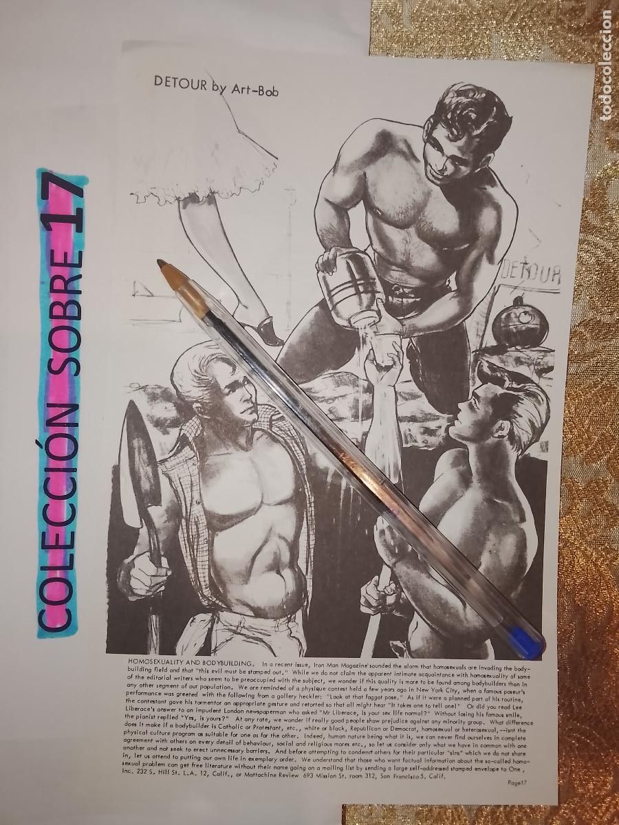Collectionnisme Papier divers: hoja tematica gay artistica fotografica o comic hombre erotico desnudos culturismo homo sexo EROTICA
