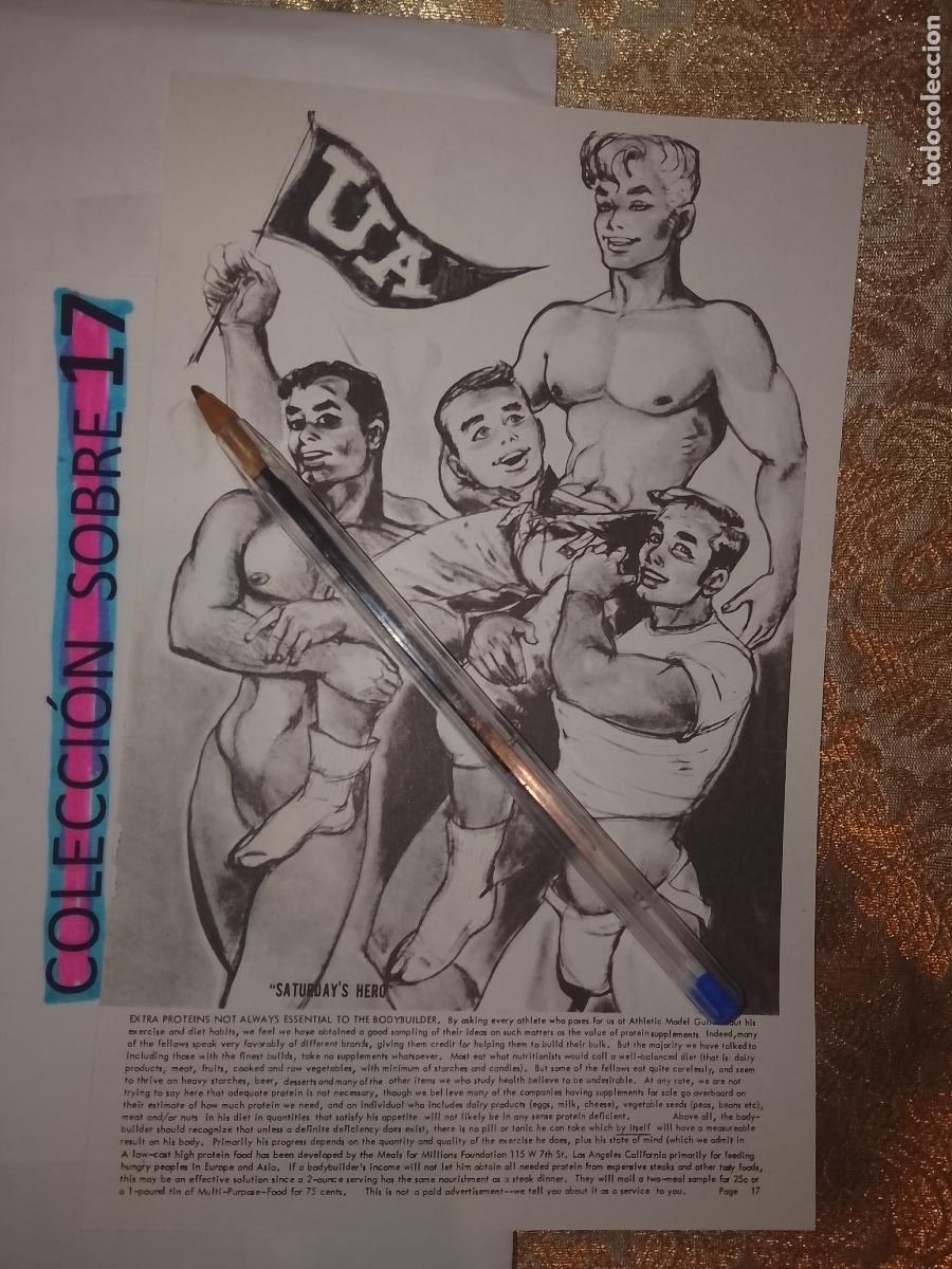 Collectionnisme Papier divers: hoja tematica gay artistica fotografica o comic hombre erotico desnudos culturismo homo sexo EROTICA